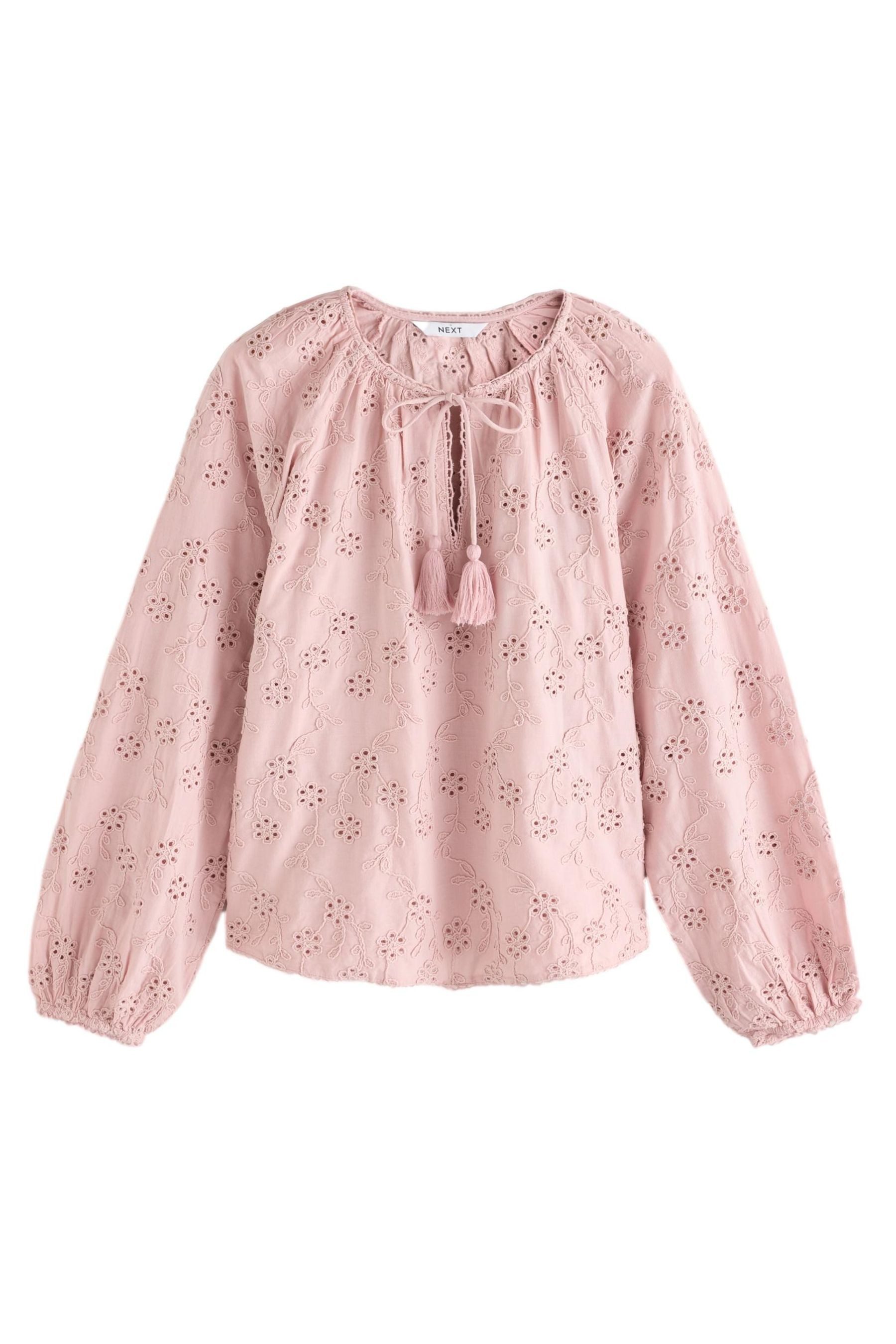 Langarmbluse Bluse mit langen Ärmeln aus 100 % Baumwolle