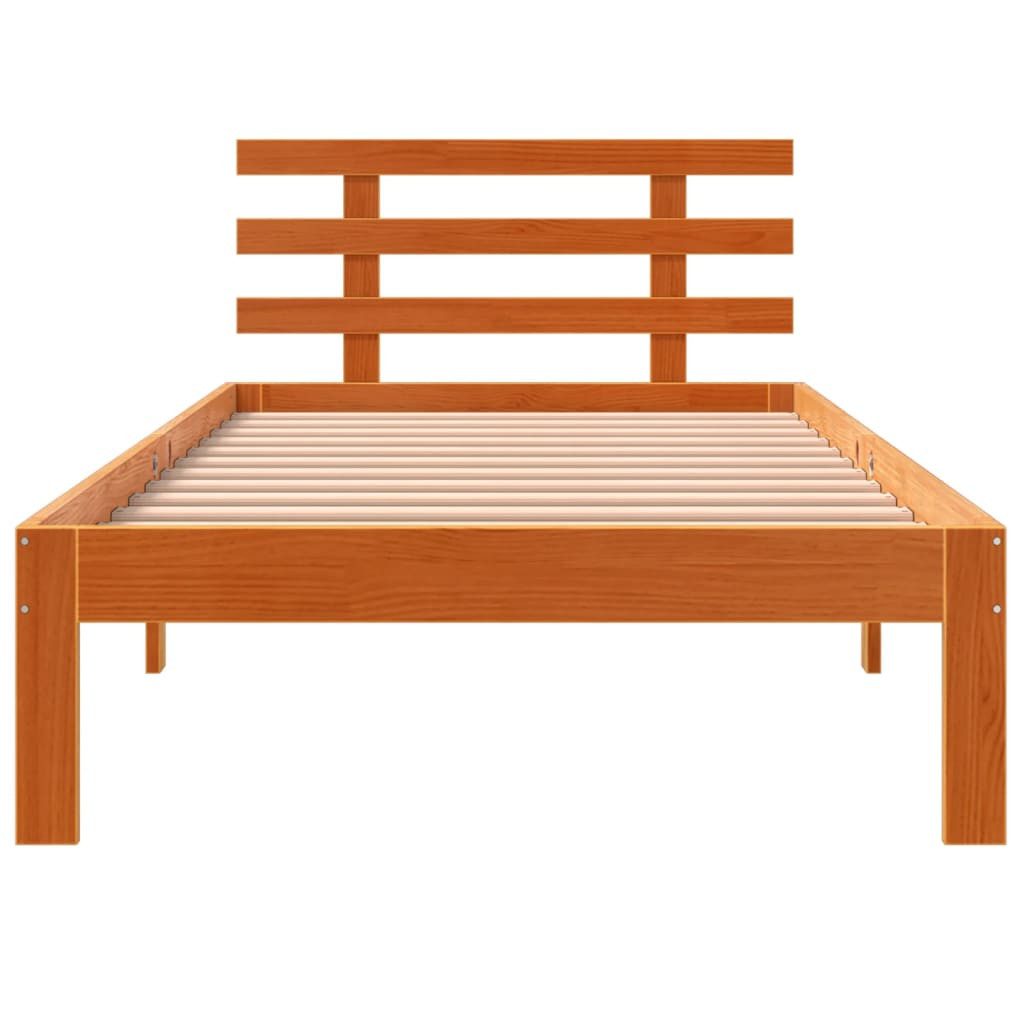 vidaXL Bett Massivholzbett ohne Matratze Wachsbraun 100x200 Kiefernholz
