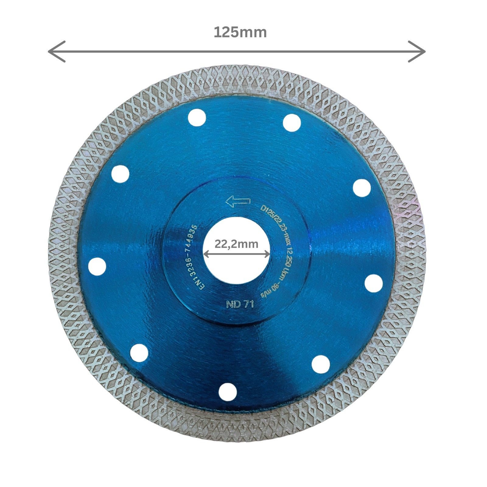 M-Diamant Trennscheiben Fliesenscheibe 125mm Premium und Feinsteinzeug extra dünn, Ø 22.23 mm, (Packung, 1-tlg., 1 Stück), 22,23mm Fliesenscheibe