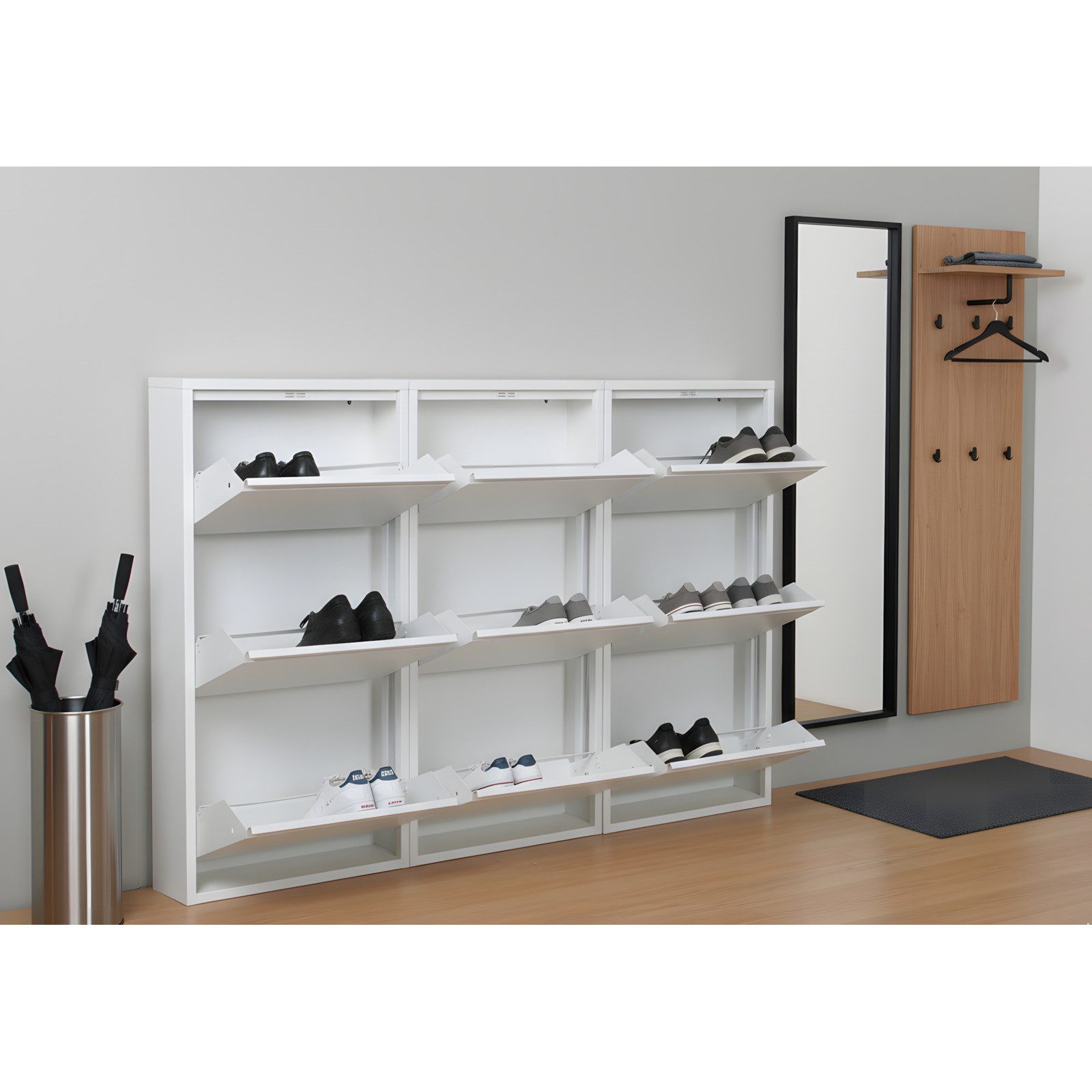 ebuy24 Schuhschrank Pisa Schuhschrank mit 9 Klappen/ Türen in Metall w