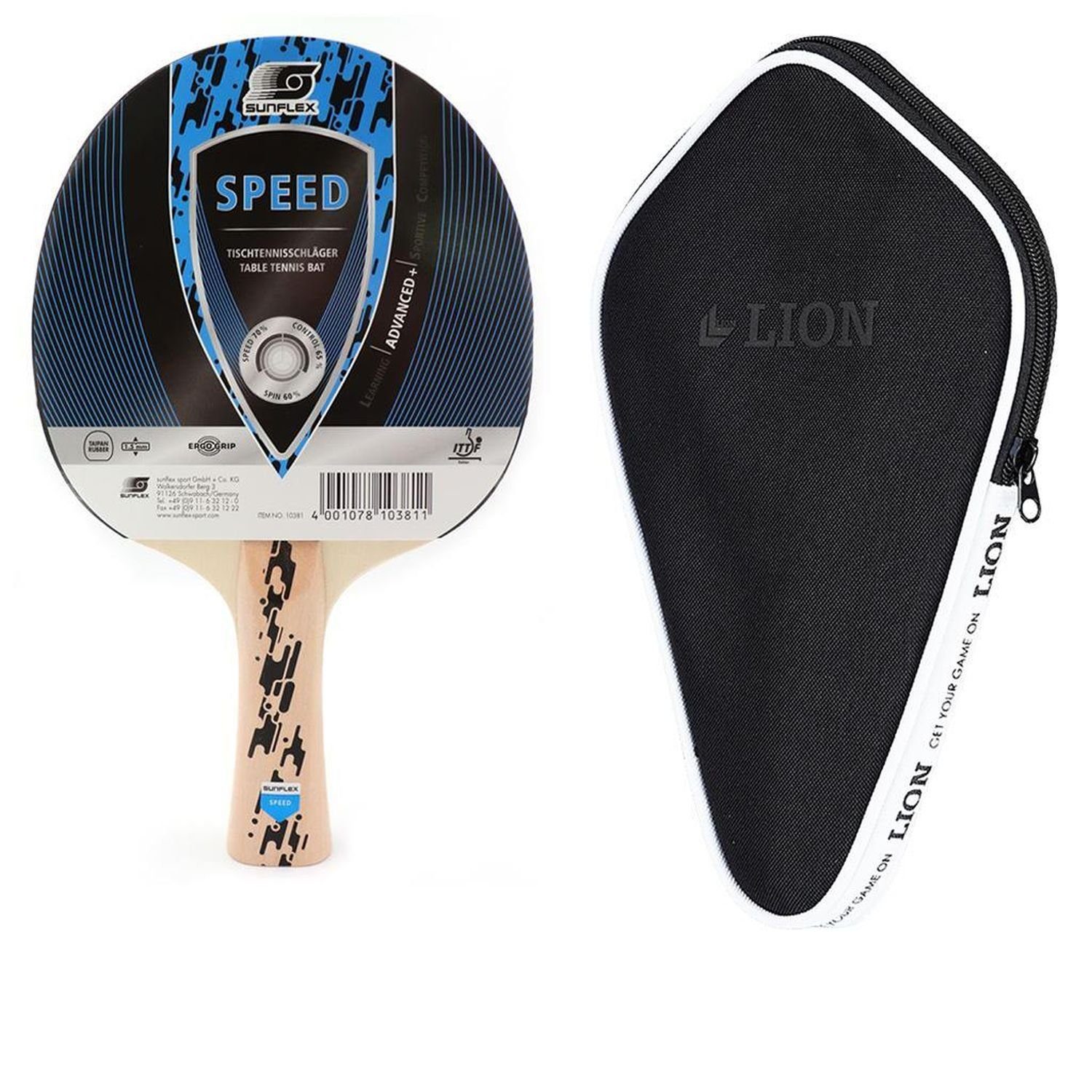 Tischtennisschläger Speed + Tischtennishülle
