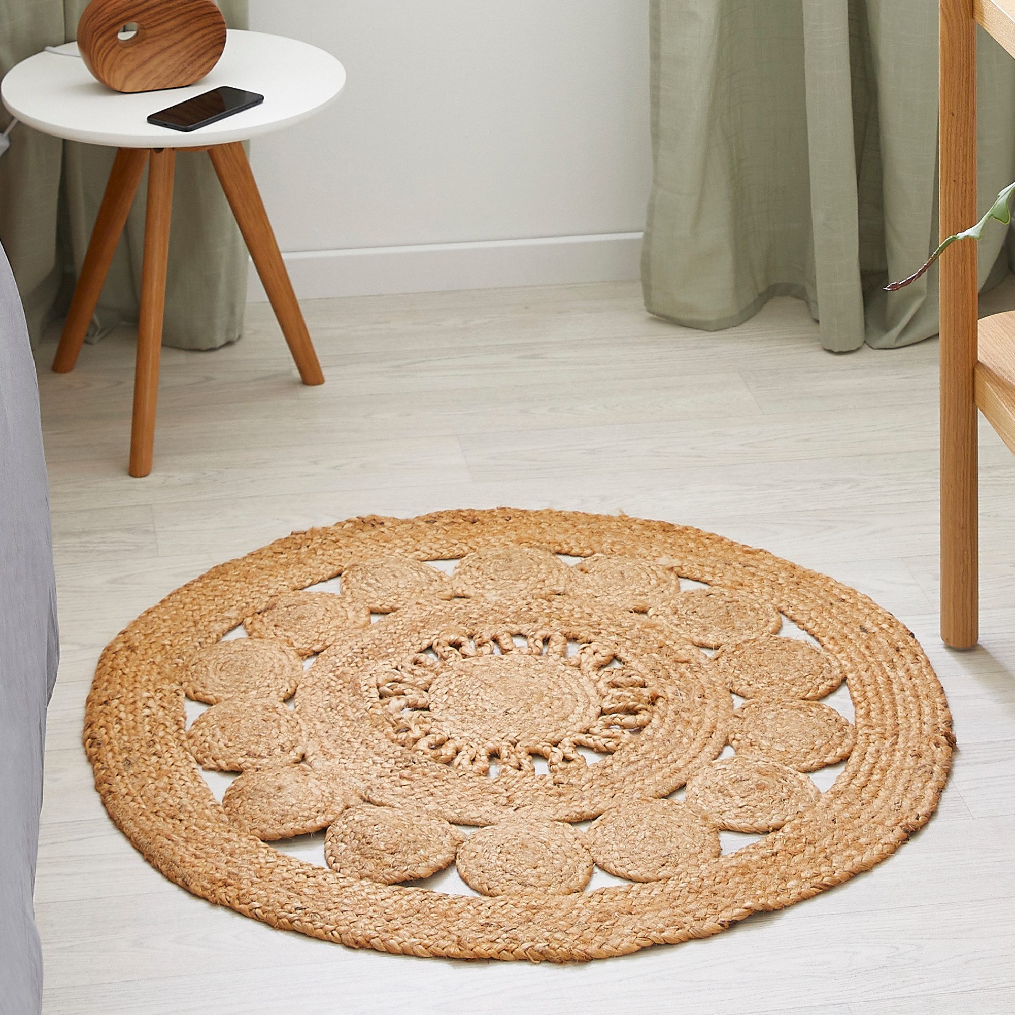 LUXOR living Teppich Balo, rund, Höhe: 6 mm, Juteteppich, reine Naturfaser, handgeflochten, Flecht Design