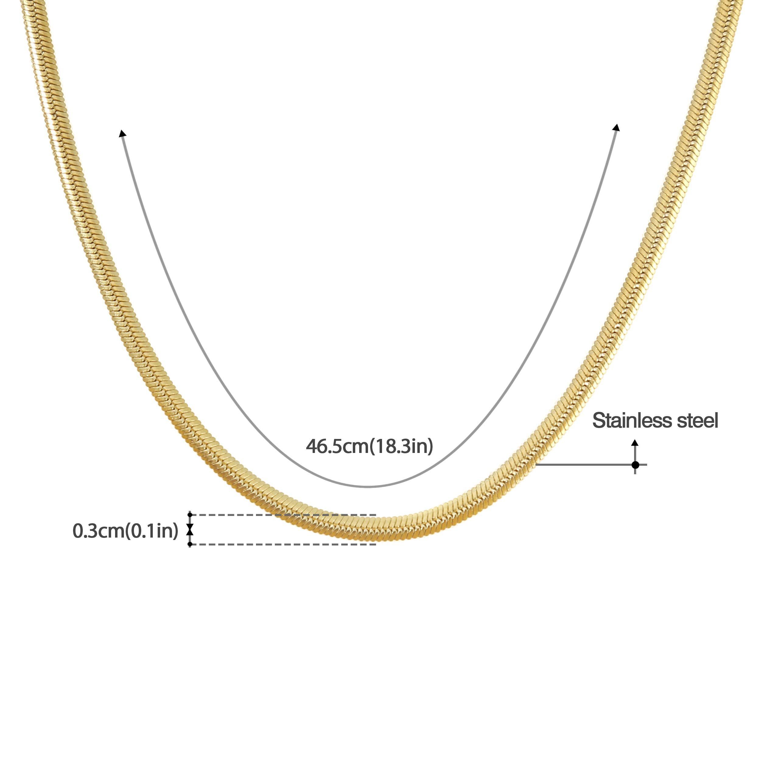 Made by Nami Schlangenkette Halskette mit starkem Karabiner-Verschluss, Choker Halskette Edelstahl 3mm Gliederkette