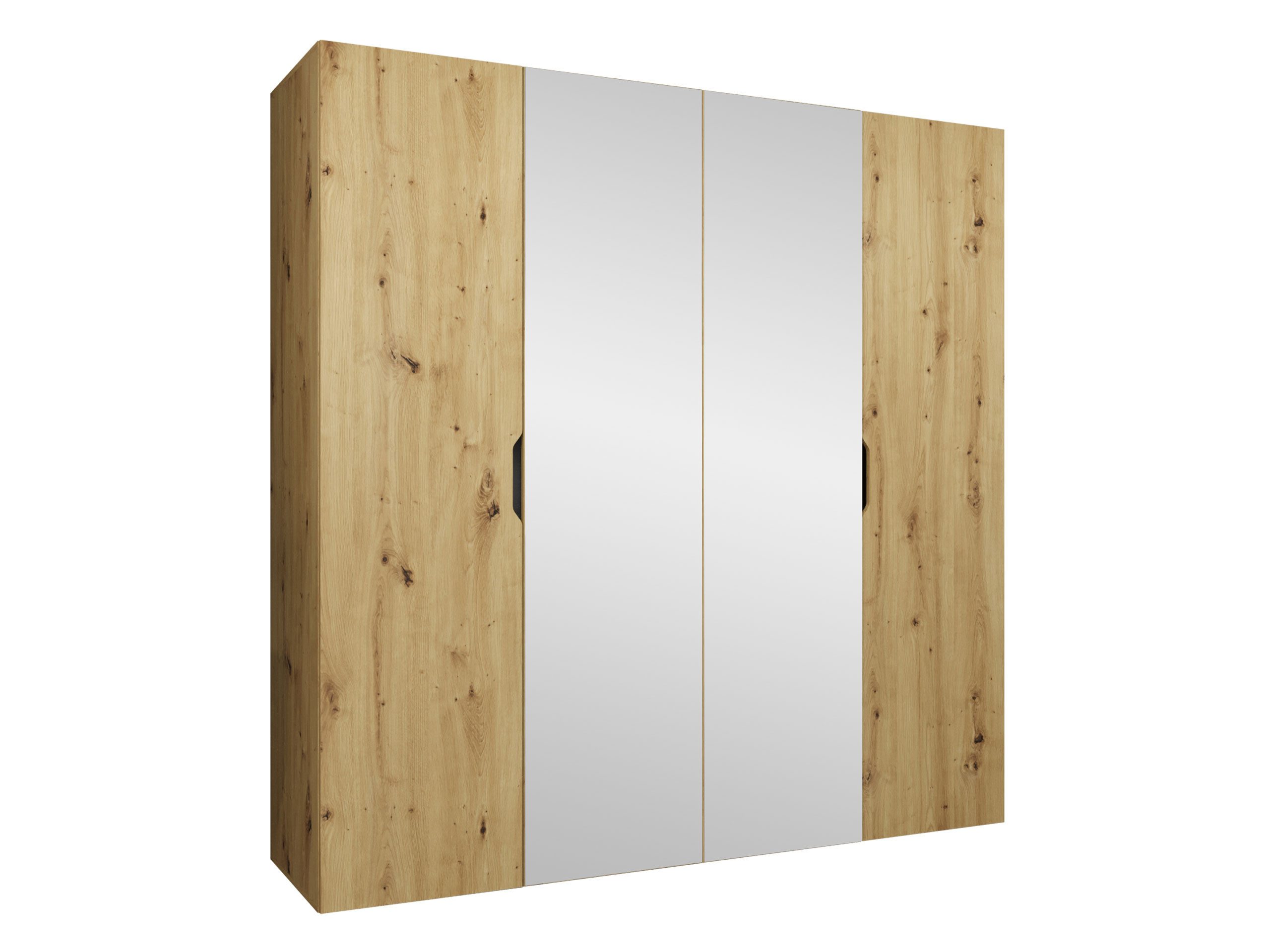 MIRJAN24 Kleiderschrank Malaga 200 mit Frontspiegel (mit vier Drehtüren) 200x52x202 cm