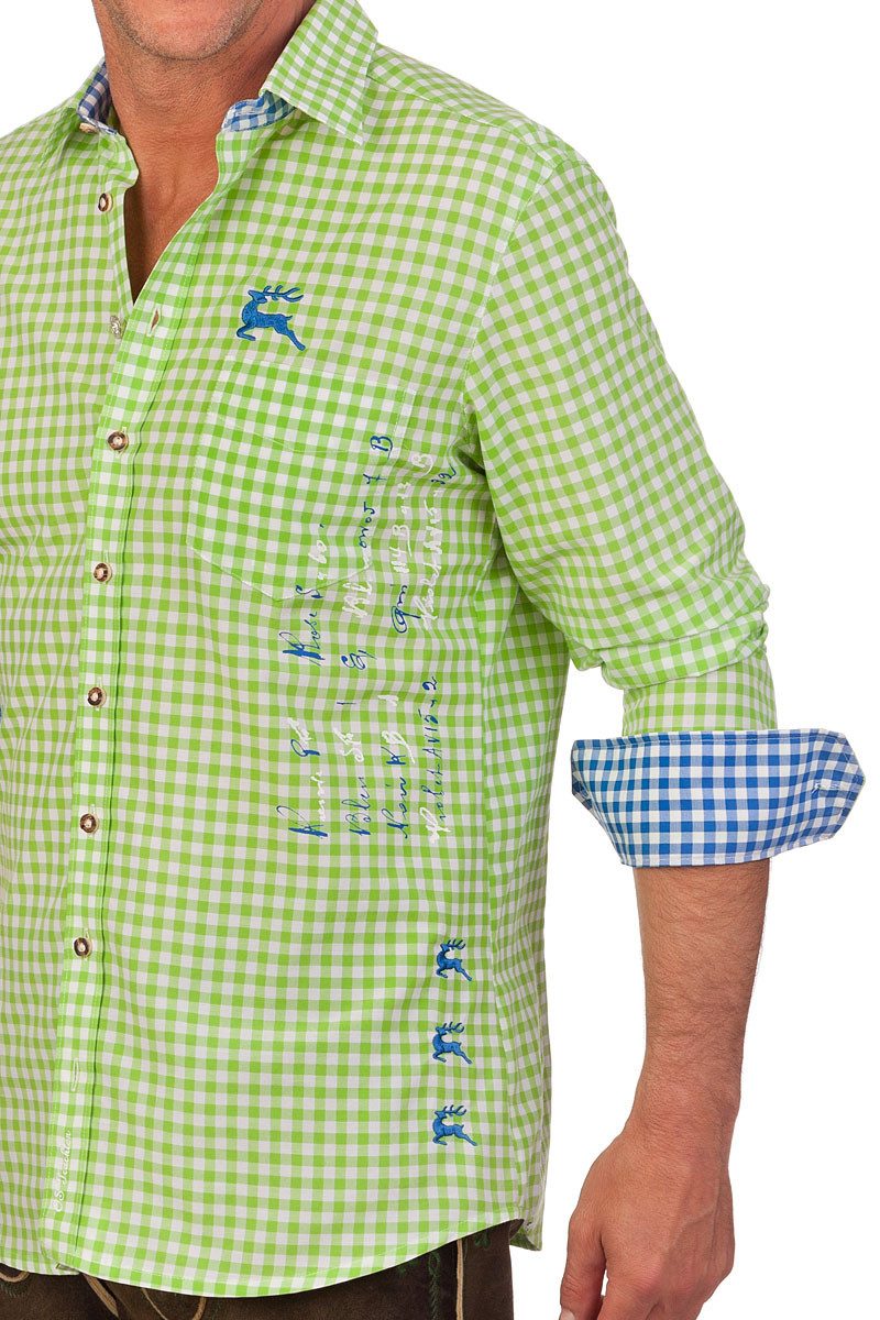 Orbis Textil GmbH & Co. KG Trachtenhemd Trachtenhemd - ALPENJÄGER - türkis, apfelgrün, flieder