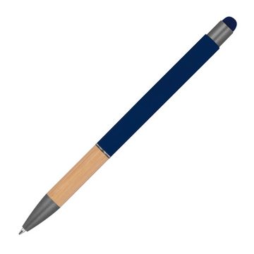 Livepac Office Kugelschreiber 10 Touchpen Kugelschreiber mit Griffzone aus Bambus / Farbe: dunkelbla