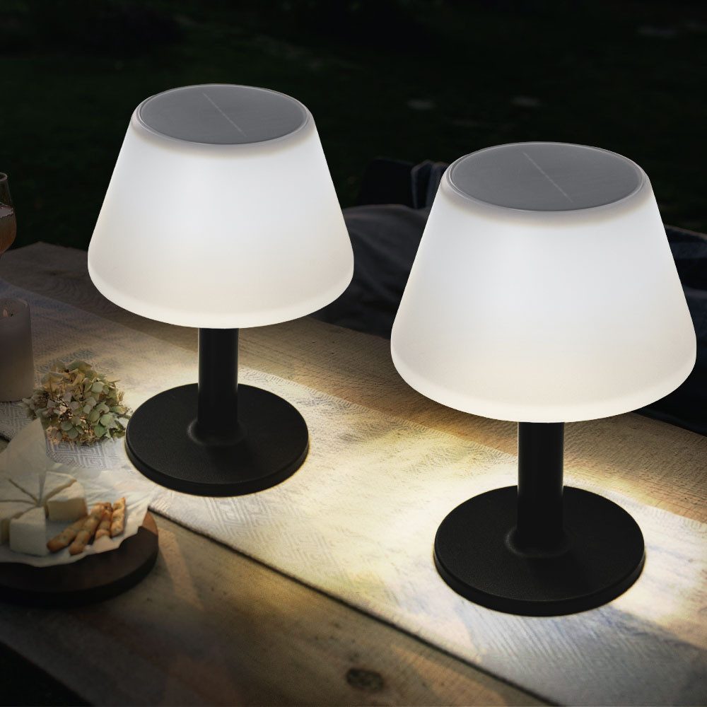 Expo Börse LED Solarleuchte, LED-Leuchtmittel fest verbaut, Warmweiß, Tischlampe Solarleuchte Außenlampe LED Balkonlampe 3 Stufen H 28 cm