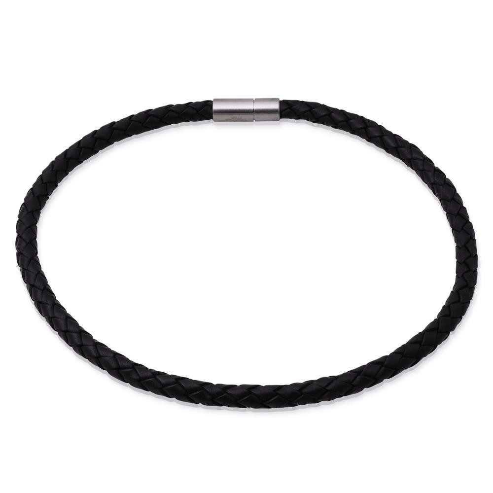 Unique Lederband Geflochtene Echtleder Zopfkette schwarz mit Edelstahlverschluss LN0003 – Bild 3 von 4