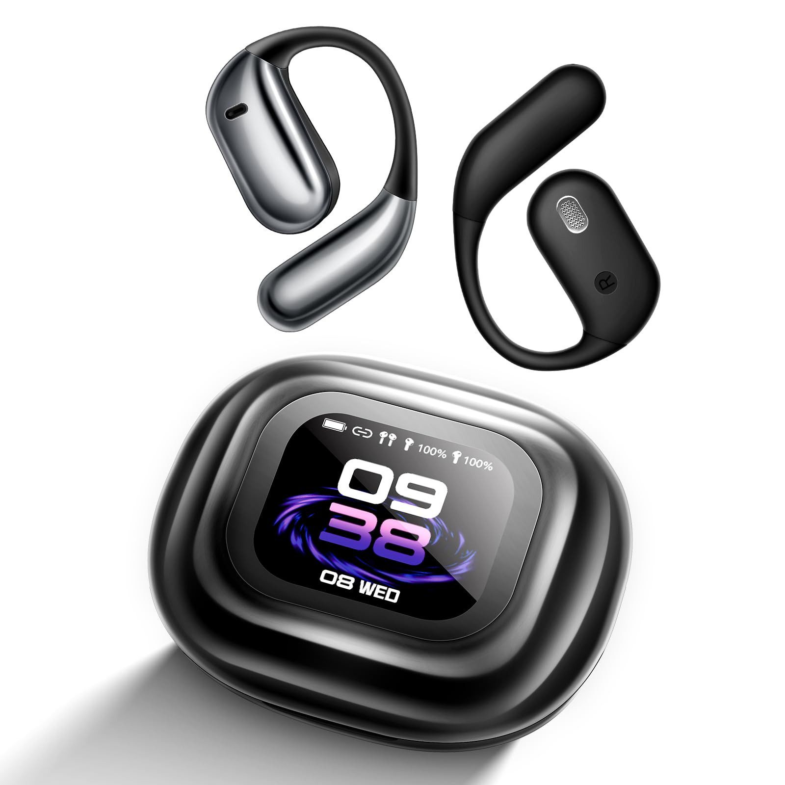 MOPUEA Übersetzer Kopfhörer LCD-Touchscreen Kopfhörer Übersetzer Bluetooth-Kopfhörer (mit 144 Sprachen, Bluetooth 5.4, Sprachübersetzer Kopfhörer für Reisen, Studium, Sport)