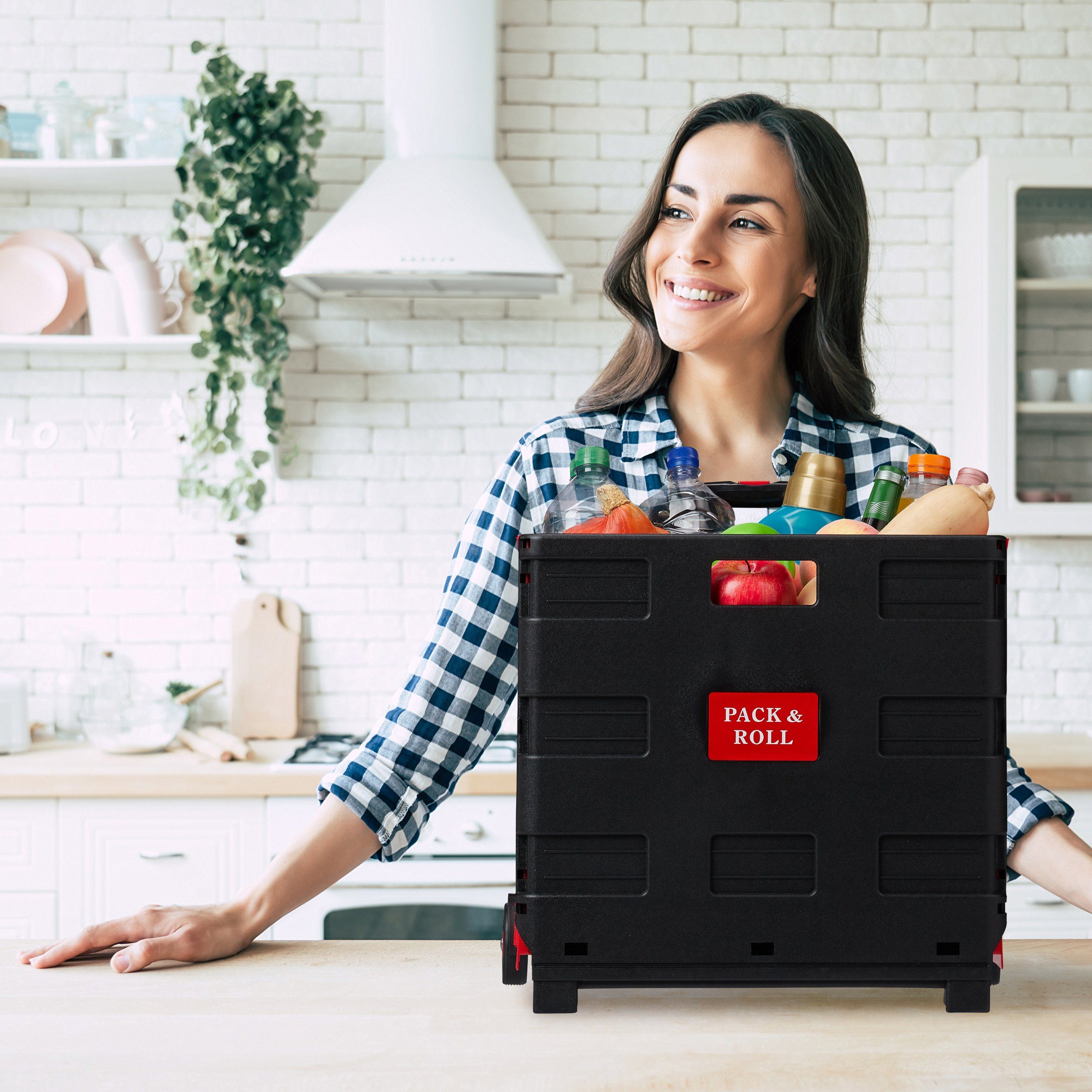 relaxdays Einkaufstrolley klappbar, rot günstig online kaufen