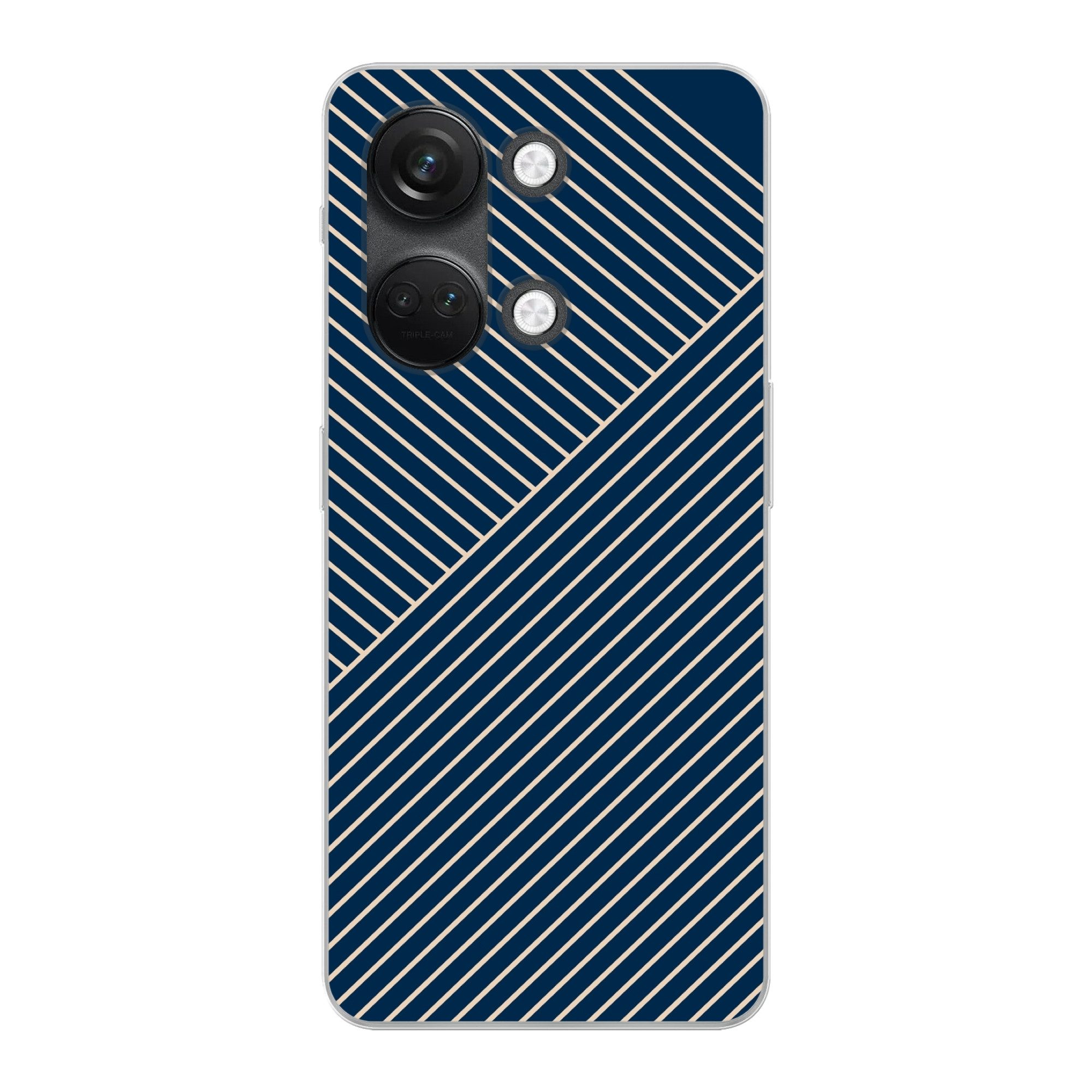 MuchoWow Handyhülle für OnePlus Nord 3 Linien - Abstrakt - Blau - Weiß - Minimalistisch, Phone Case, Silikon, Schutzhülle Dünn