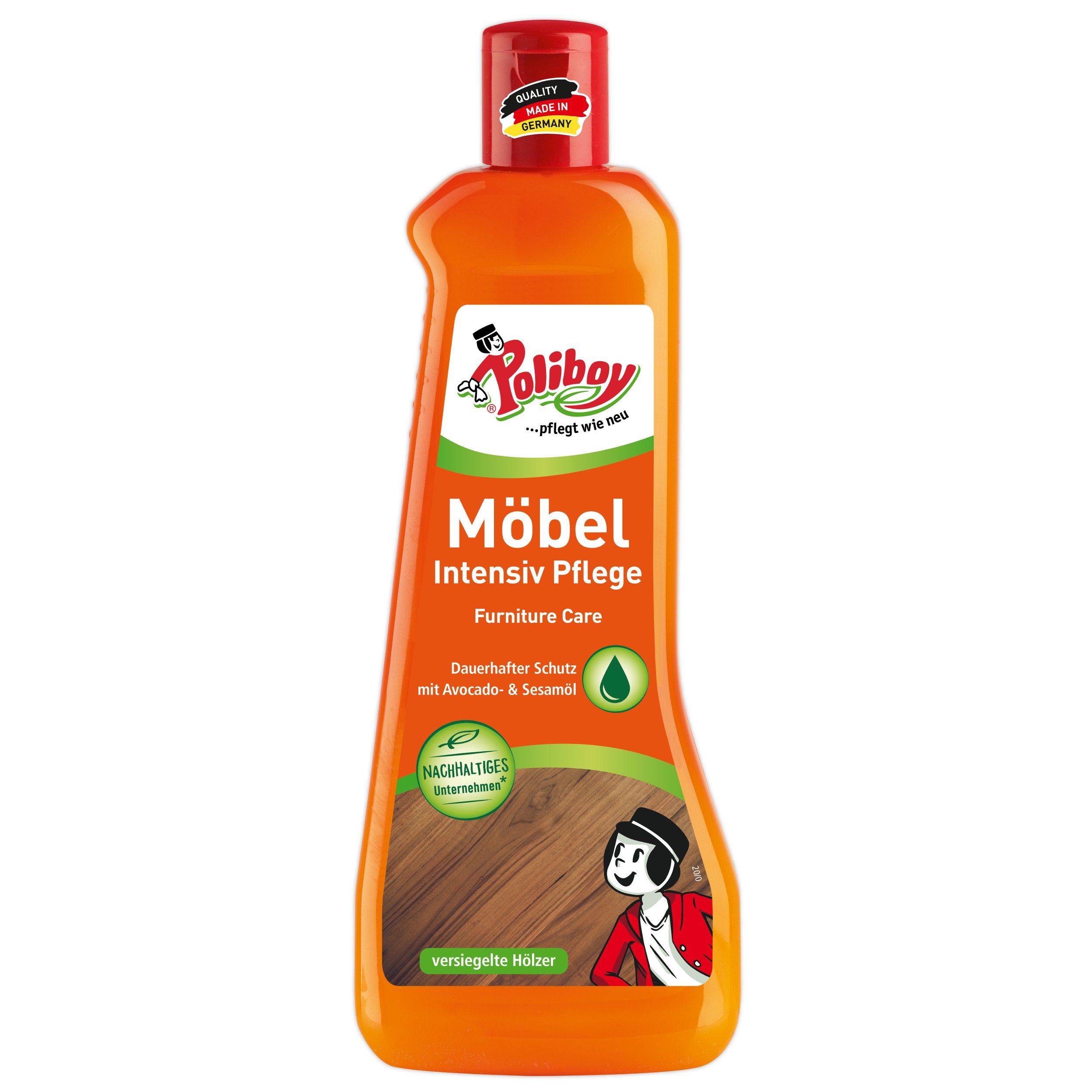 poliboy Möbel Intensiv Pflege - 500 ml - Möbelreiniger (zur Reinigung, Pflege und Schutz von Möbeln - Made in Germany)