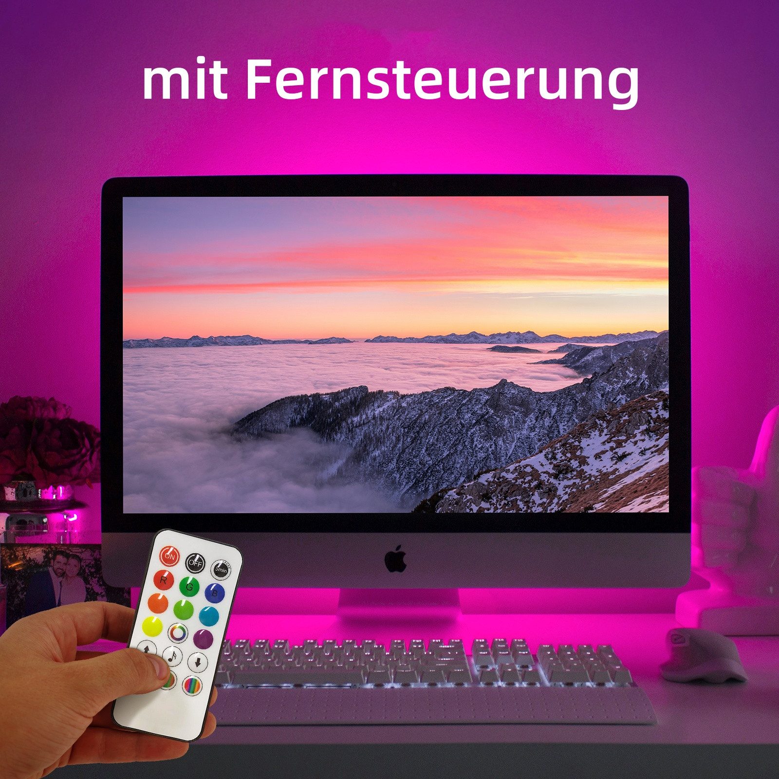 Novostella LED Stripe RGB LED Lightbar Gaming Lampe Ambiente Licht Bar APP-Steuerung 2 Stück, Fernbedienung, App-Steuerung, Musiksynchronisierung, RGB-Lichtsäul – Bild 5 von 5