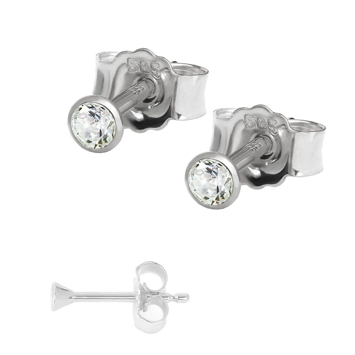 NKlaus Paar Ohrstecker Paar Winzige Ohrstecker 2,0mm Weißgold 585 14 Kara (Paar)