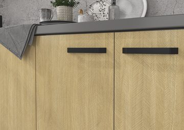 Küchen-Preisbombe Hochschrank 60 cm Küche SCANDI Fischgrät Optik Küchenzeile Küchenblock Einbauküche