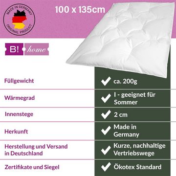 Daunenbettdecke, B!HOME Sommerdecke Daunen Baby 100x135cm (200g), B!HOME, Füllung: 100% Daunen, Bezug: 100% Baumwolle, 100% Daunen