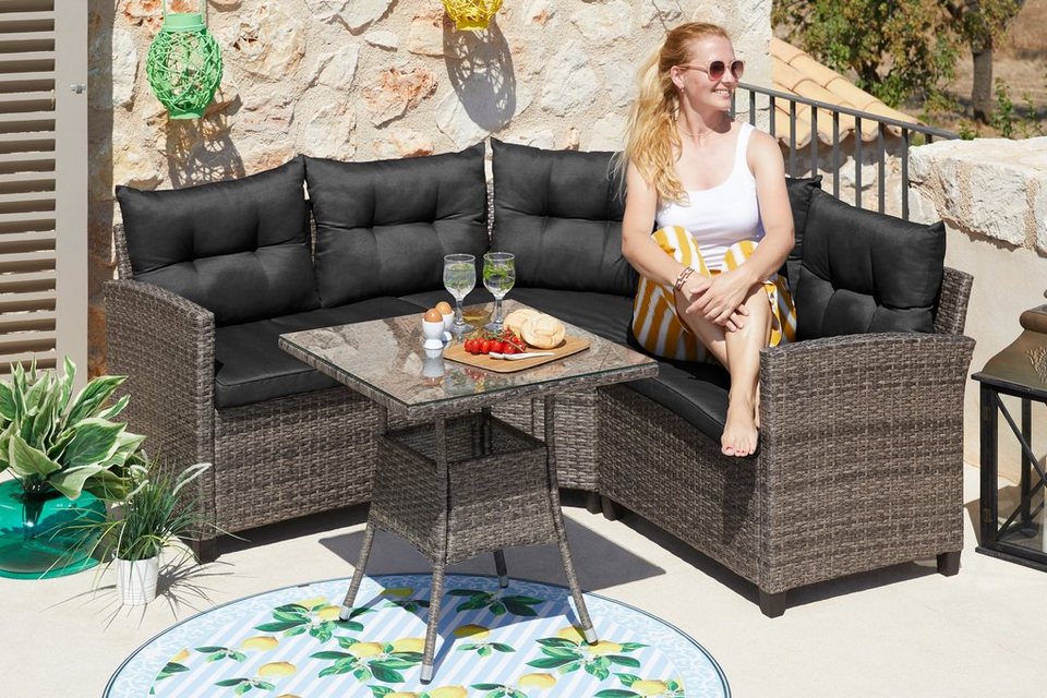 KONIFERA Loungeset »Keros«, 13-tlg., Ecksofa, Tisch 64x64 ... KONIFERA Loungeset »Keros«, 13-tlg., Ecksofa, Tisch 64x64 ...