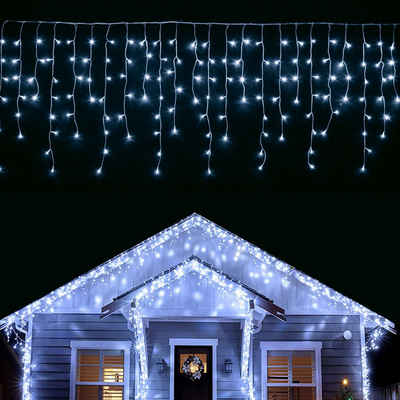 interGo LED-Lichtervorhang »LED Lichterkette Eisregen lichtvorhang weihnachten innen fensterdeko«, 400-flammig, Weihnachtsbeleuchtung Weihnachtslicht Weihnachtsdeko