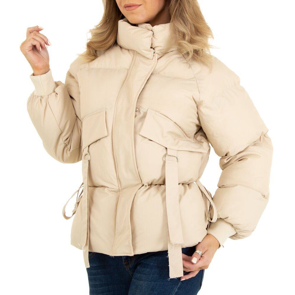 Ital-Design Winterjacke Damen Freizeit Gefüttert Winterjacke in Creme