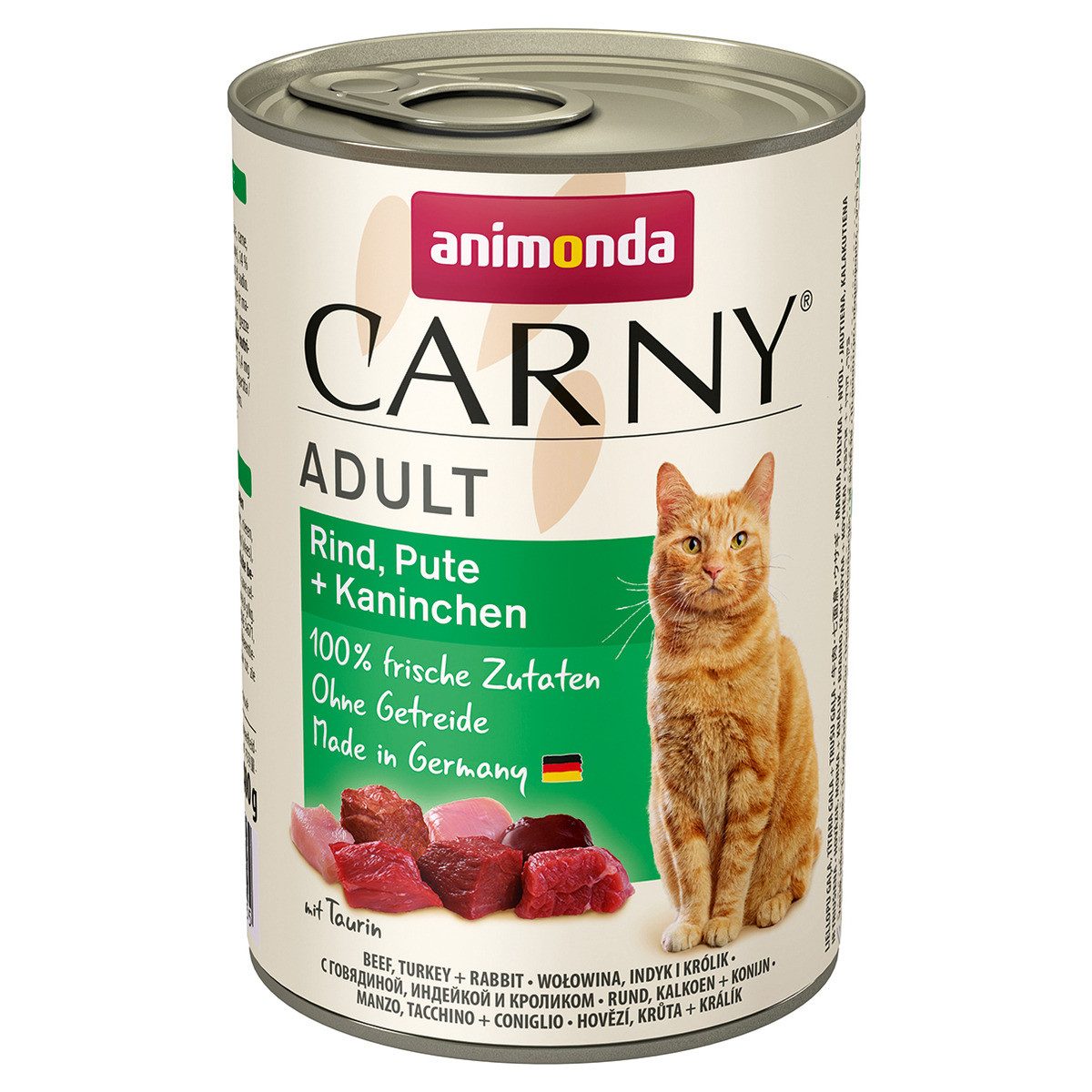 Animonda Carny Adult Rind, Pute + Kaninchen 400 g - 6 Stück, Nassfutter für: Katze