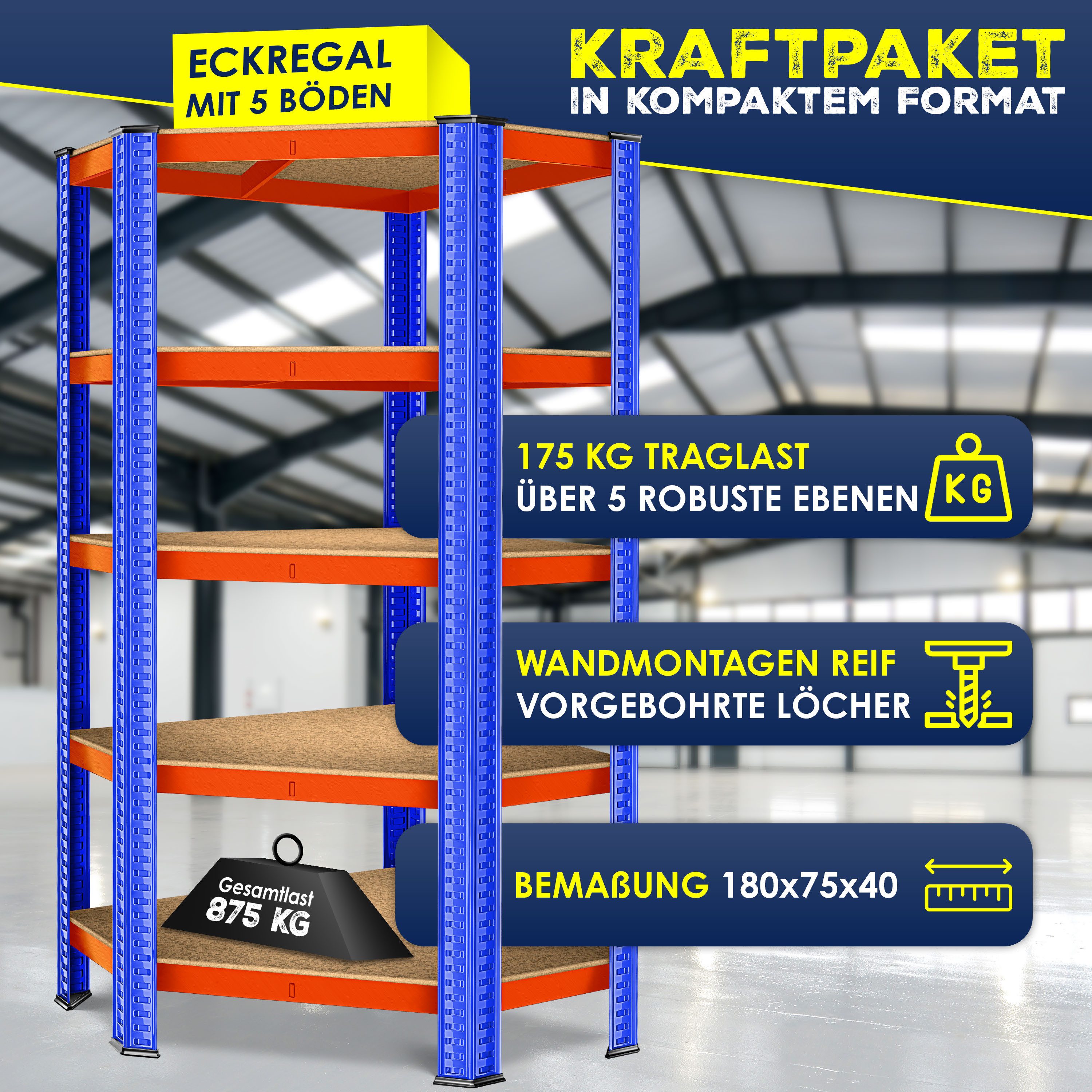 MASKO Schwerlastregal, Eckregal Lagerregal Schwerlastregal, Kellerregal, günstig online kaufen