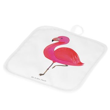 Mr. & Mrs. Panda Topflappen Flamingo Classic - Weiß - Geschenk, Ofenhandschuh, Topflappen lustig, (1-tlg), Strapazierfähig