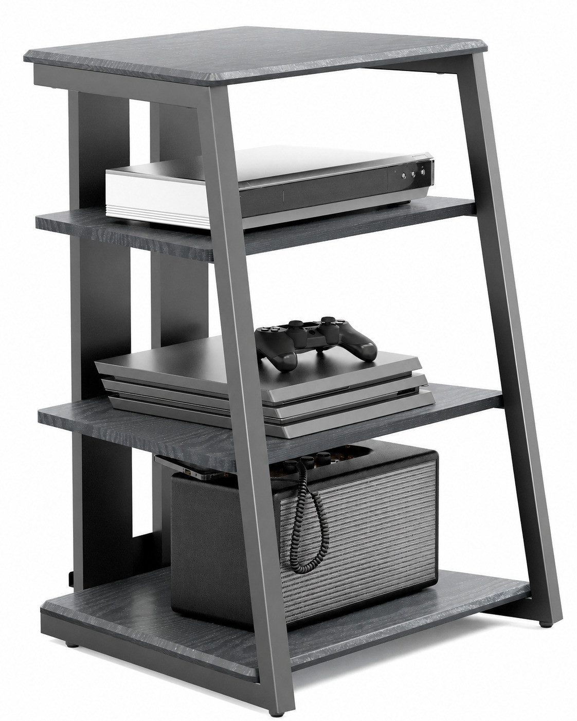 FITUEYES TV-Regal HIFI-Rack mit höhenverstellbaren Einlegeböden, ca. 78 cm hoch, mit verstellbaren Füßen, wasserabweisend