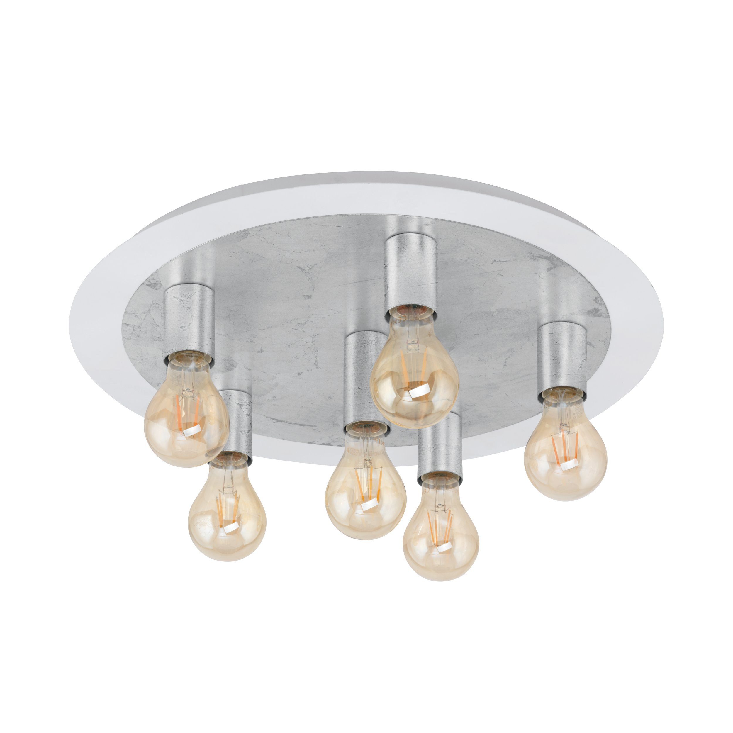 EGLO LED Deckenleuchte Passano, Leuchtmittel inklusive, LED Deckenlampe Deckenleuchte Stahl in weiß, silber E27 Fassung