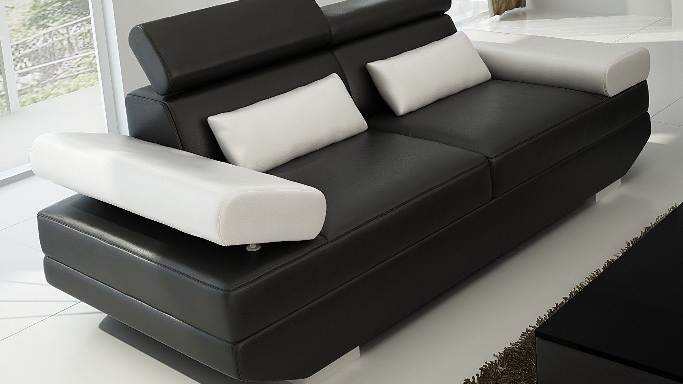 Made Sofa Sofagarnitur Europe Möbel Neu, JVmoebel in schwarz-weiße 3+3+Hocker Moderne luxus
