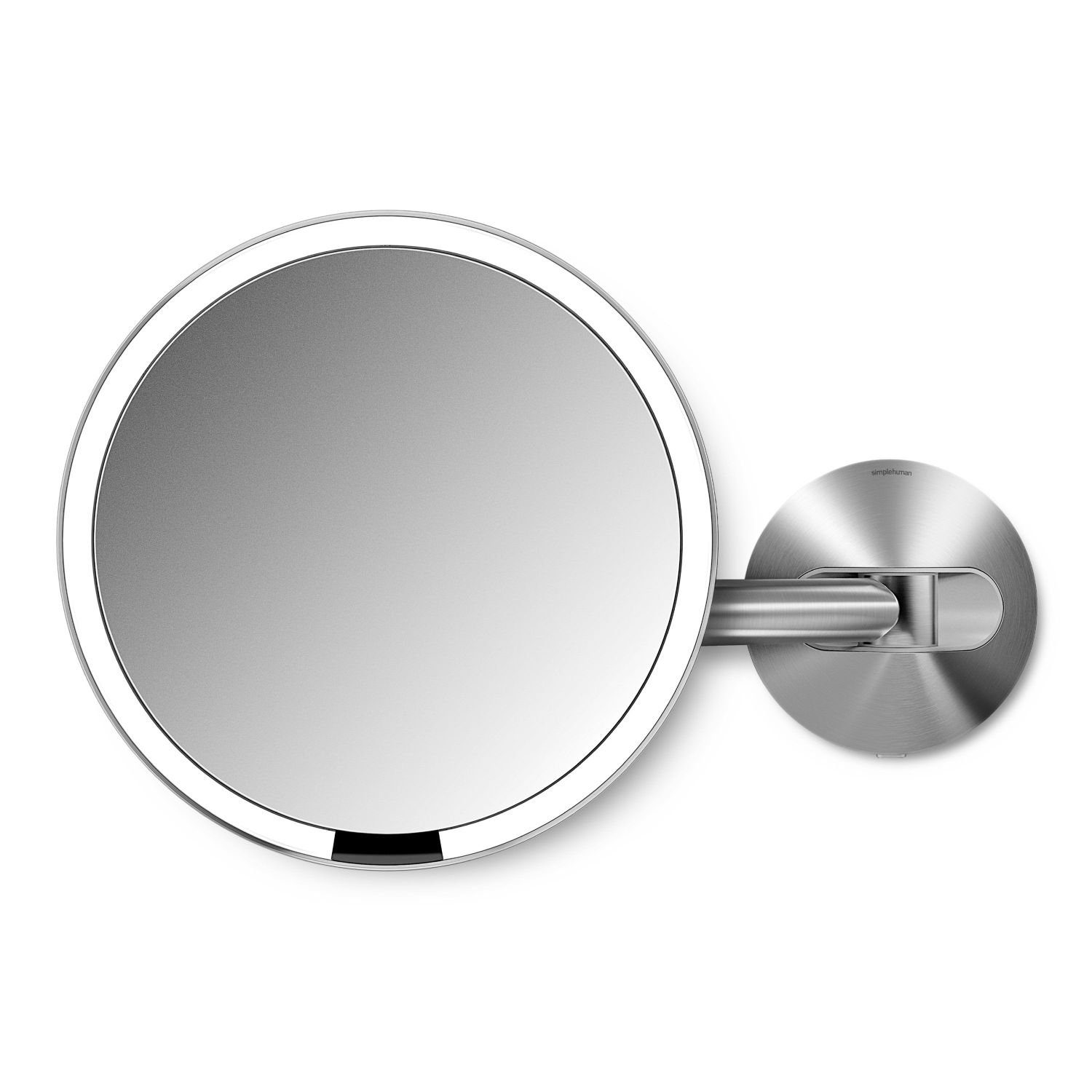 simplehuman LED-Lichtspiegel Sensorspiegel mit Wandhalterung Verdrahtet Edelstahl Gebürstet 20 cm