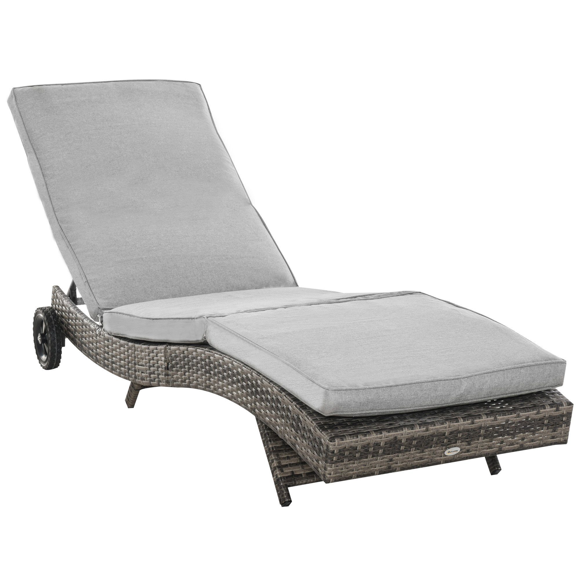Outsunny Gartenliege Gartenliege mit Kissen, Polyrattan günstig online kaufen