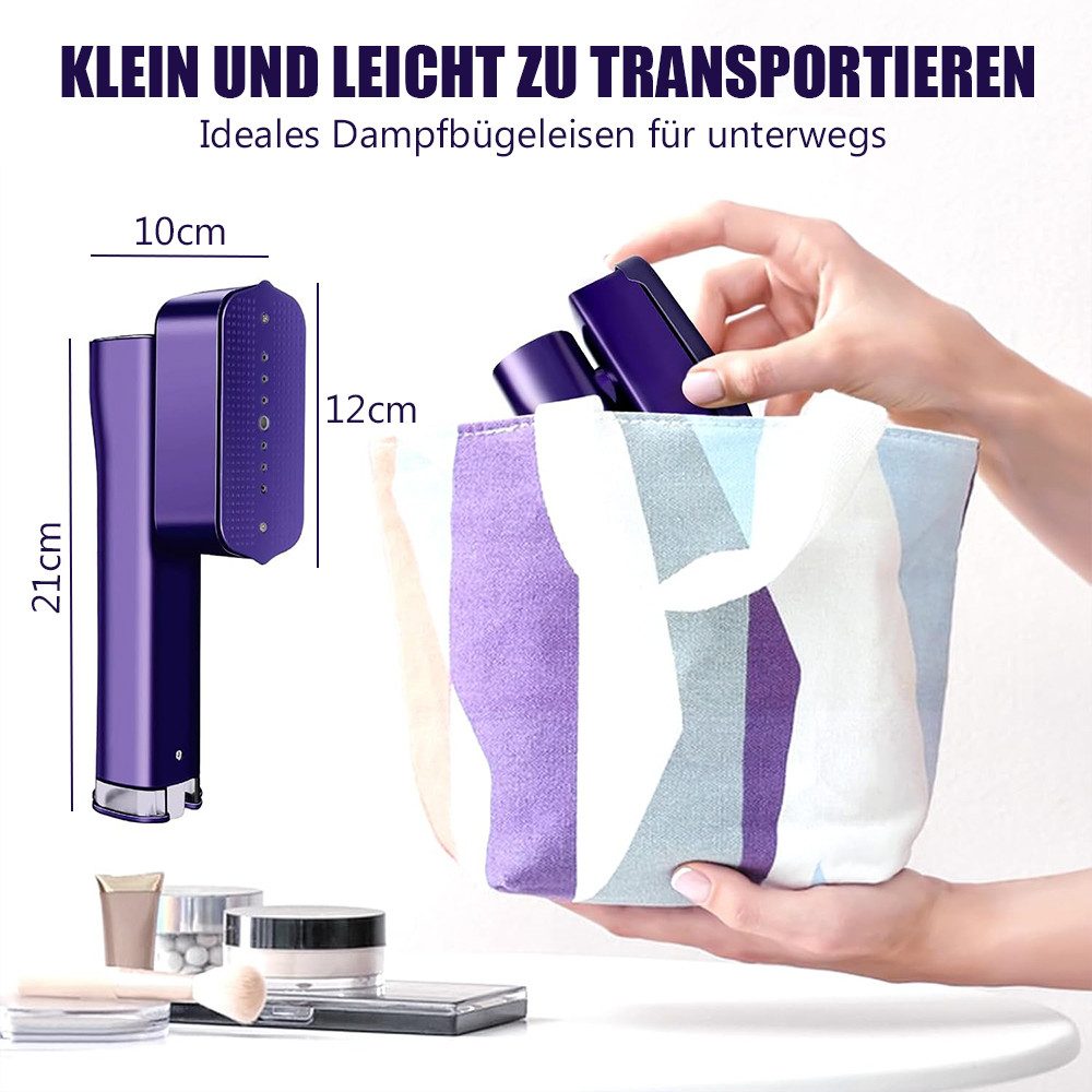 TUWENA Dampfglätter Tragbarer Dampfglätter Steamer, 2 in 1 Dampfbügeleisen mit LED Display, 1200W Steam Iron 30s Schnellaufheizung für Unterwegs und zu Hause