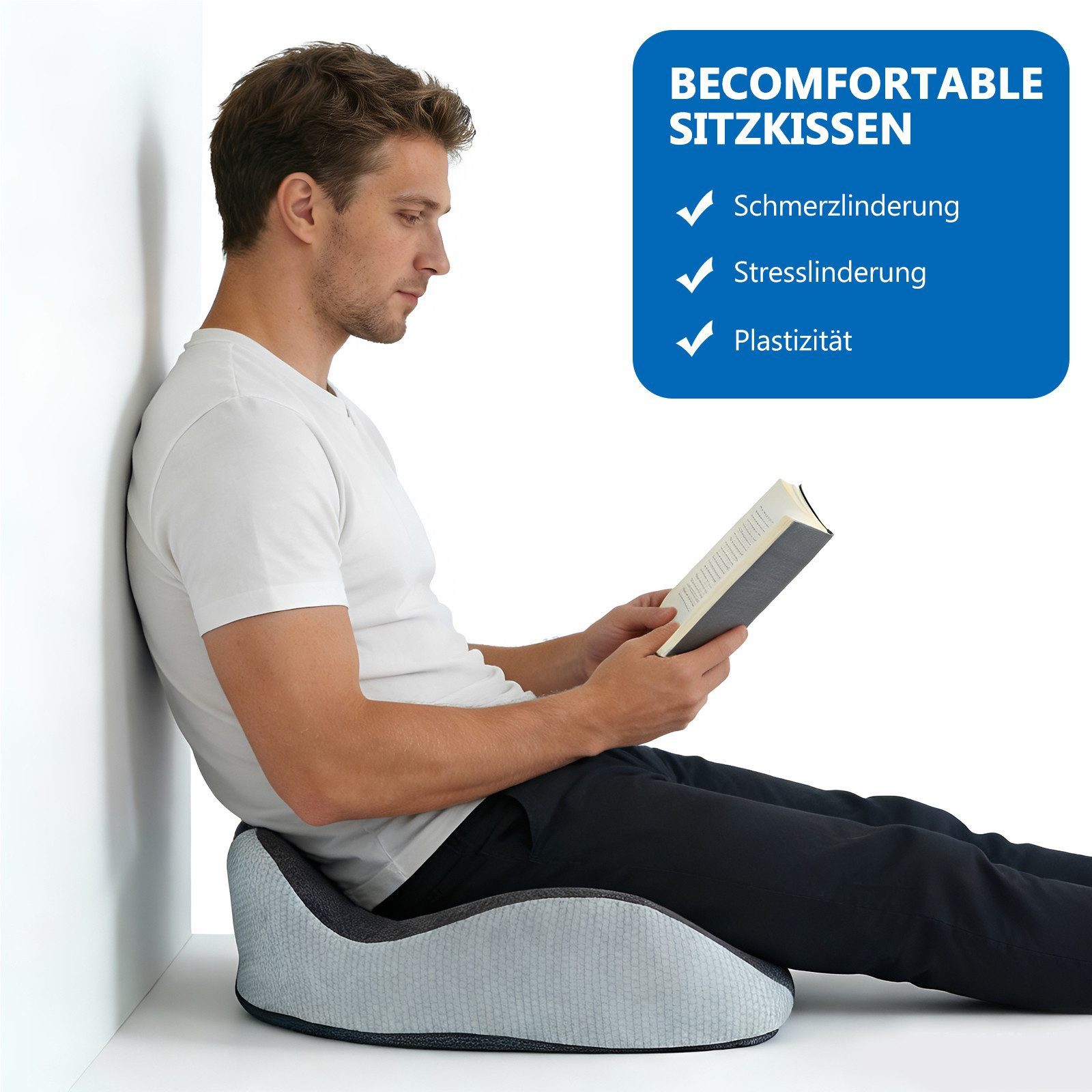 BlingBin Stuhlkissen Sitzkissen aus Memory-Schaum, Ergonomisches Rückenschmerzen, Lindert Hüftschmerzen; geeignet für Rollstühle, Autos und Flugzeuge