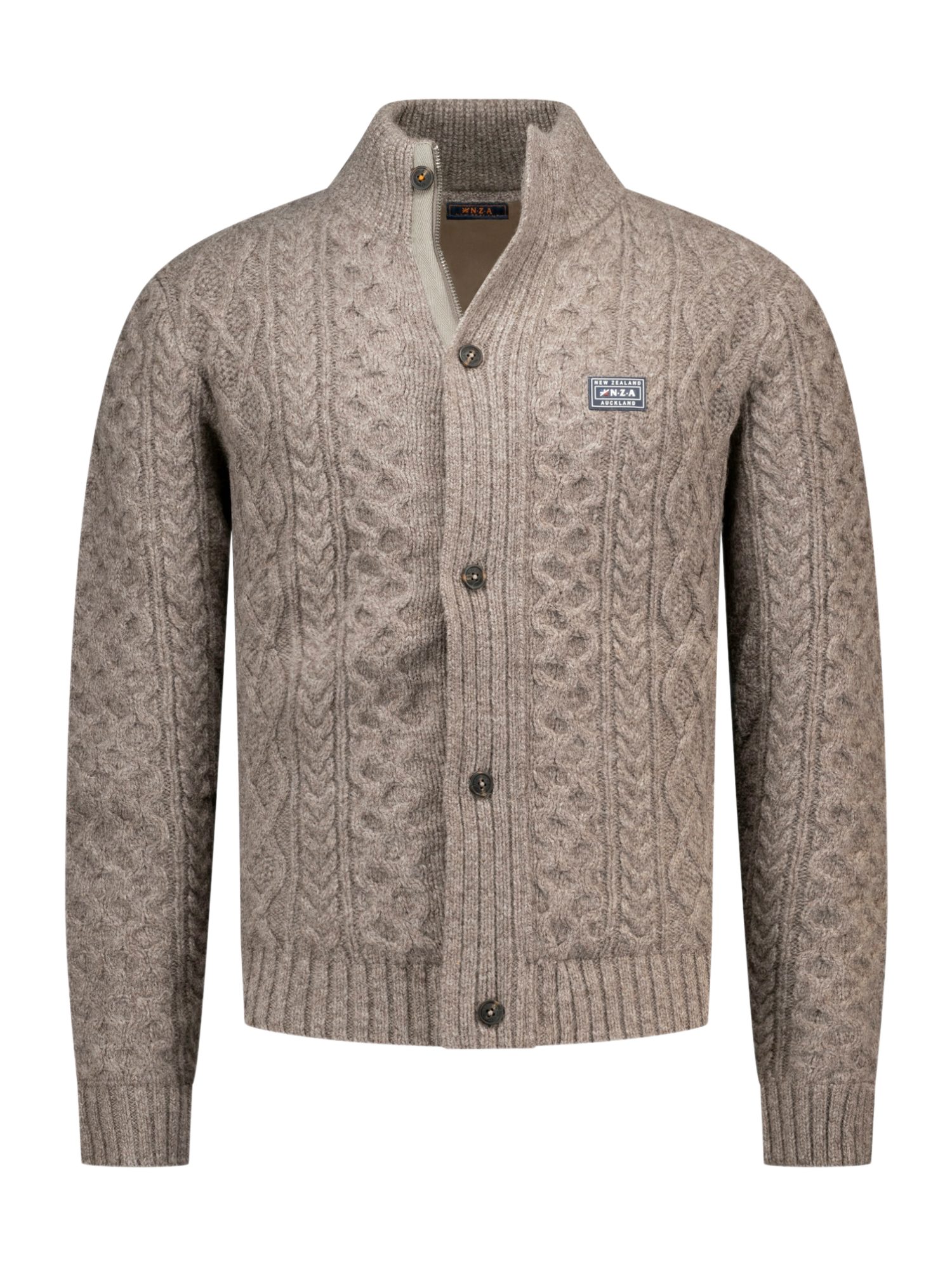 New Zealand Auckland Strickpullover NZA263 K natur,Casual,Wolle,Strukturiert,Stehkragen,Langarm,Regular Fit
