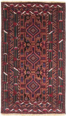 Hochflor-Läufer Belutsch Medaillon Rosso scuro 190 x 106 cm, morgenland, rechteckig, Höhe: 8 mm, Handgeknüpft