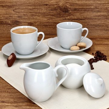 MamboCat Milch- und Zuckerset Tommy Milchkännchen weiß Porzellan-Kanne Kaffeezubehör Dressing, Porzellan