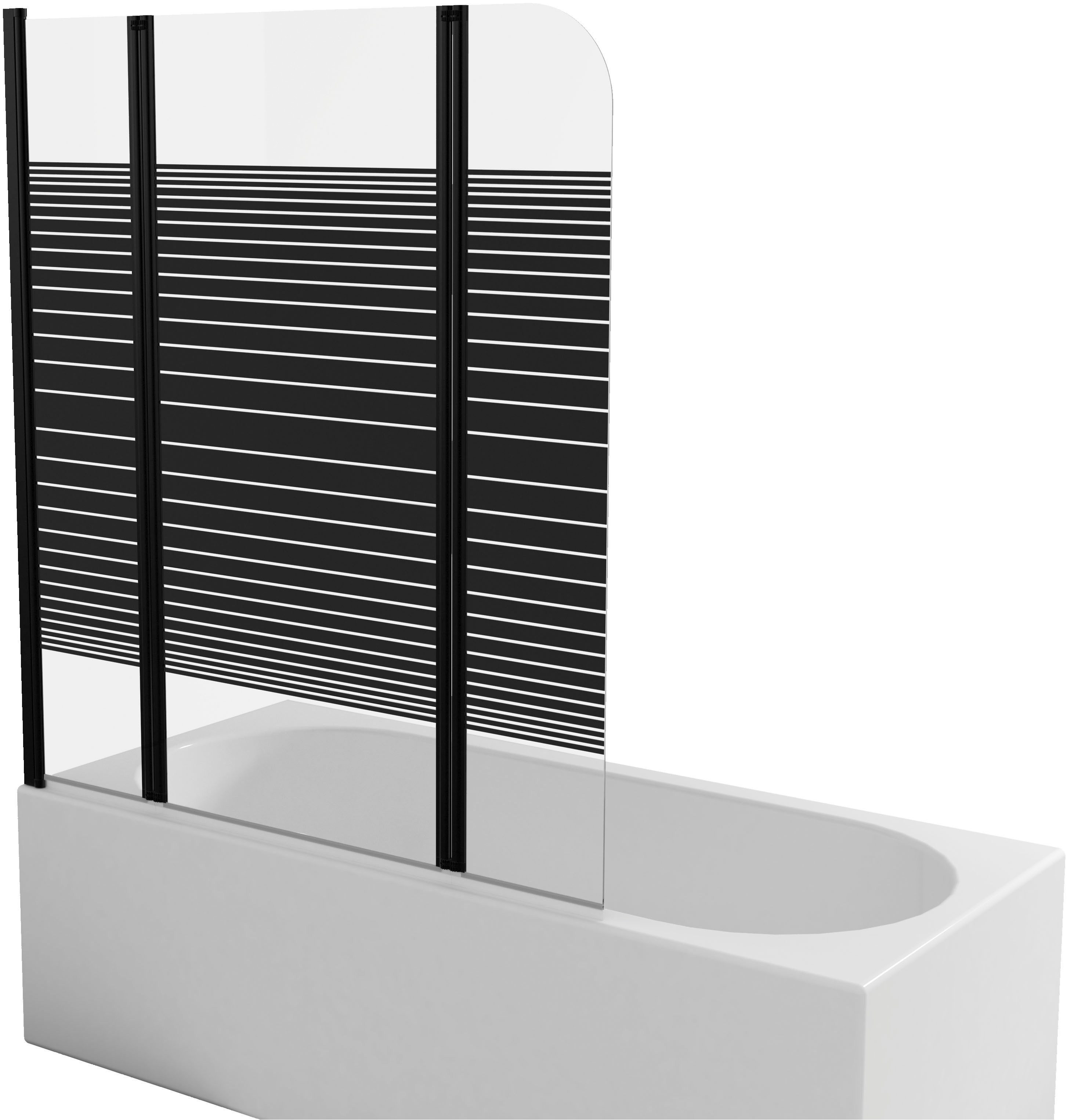 Marwell Badewannenfaltwand White Vital, Einscheibensicherheitsglas, 3-flügelig, Aluminiumrahmen, mit integriertem Handtuchhalter