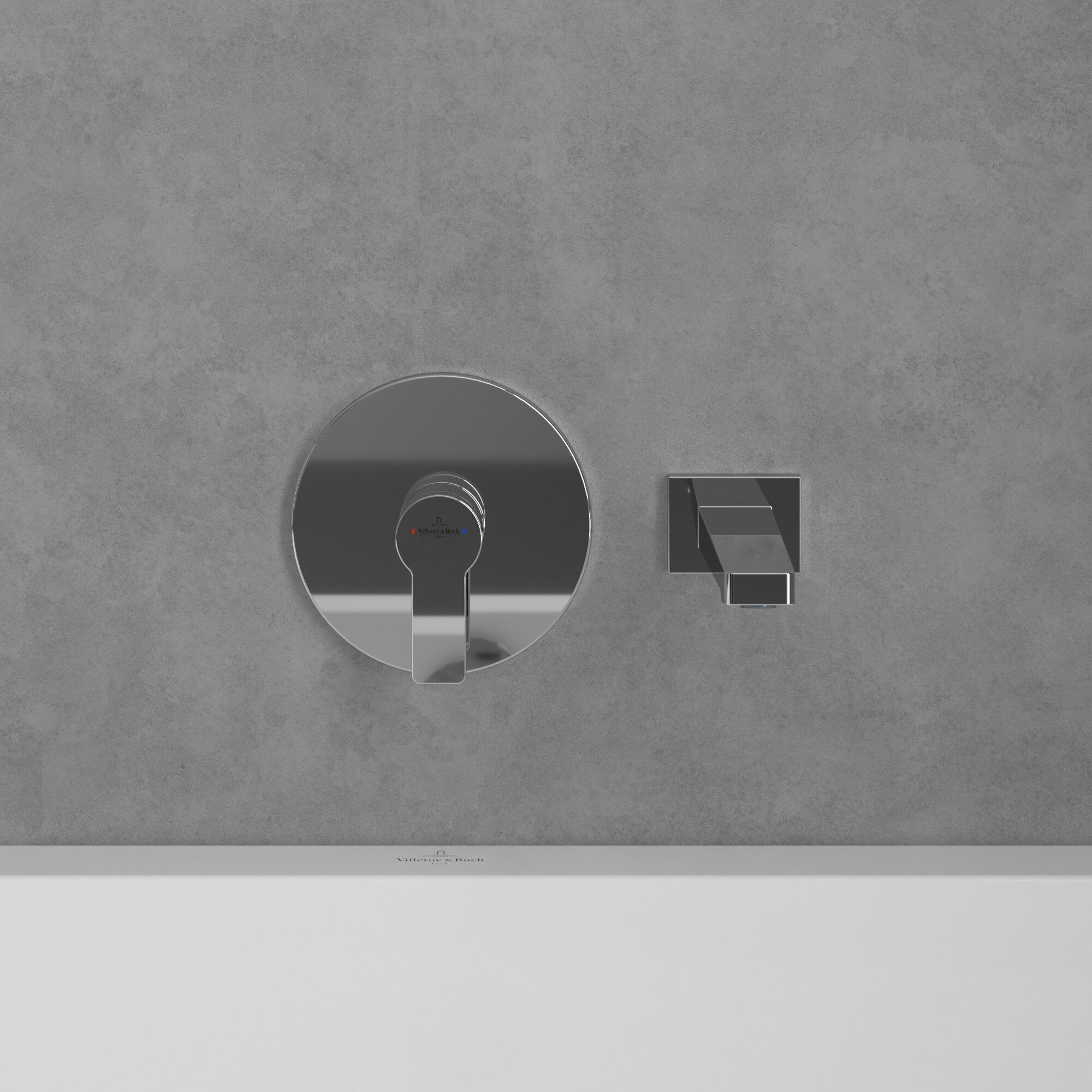 Villeroy & Boch Wannenarmatur Architectura Square Badewannenauslauf, für Wandmontage