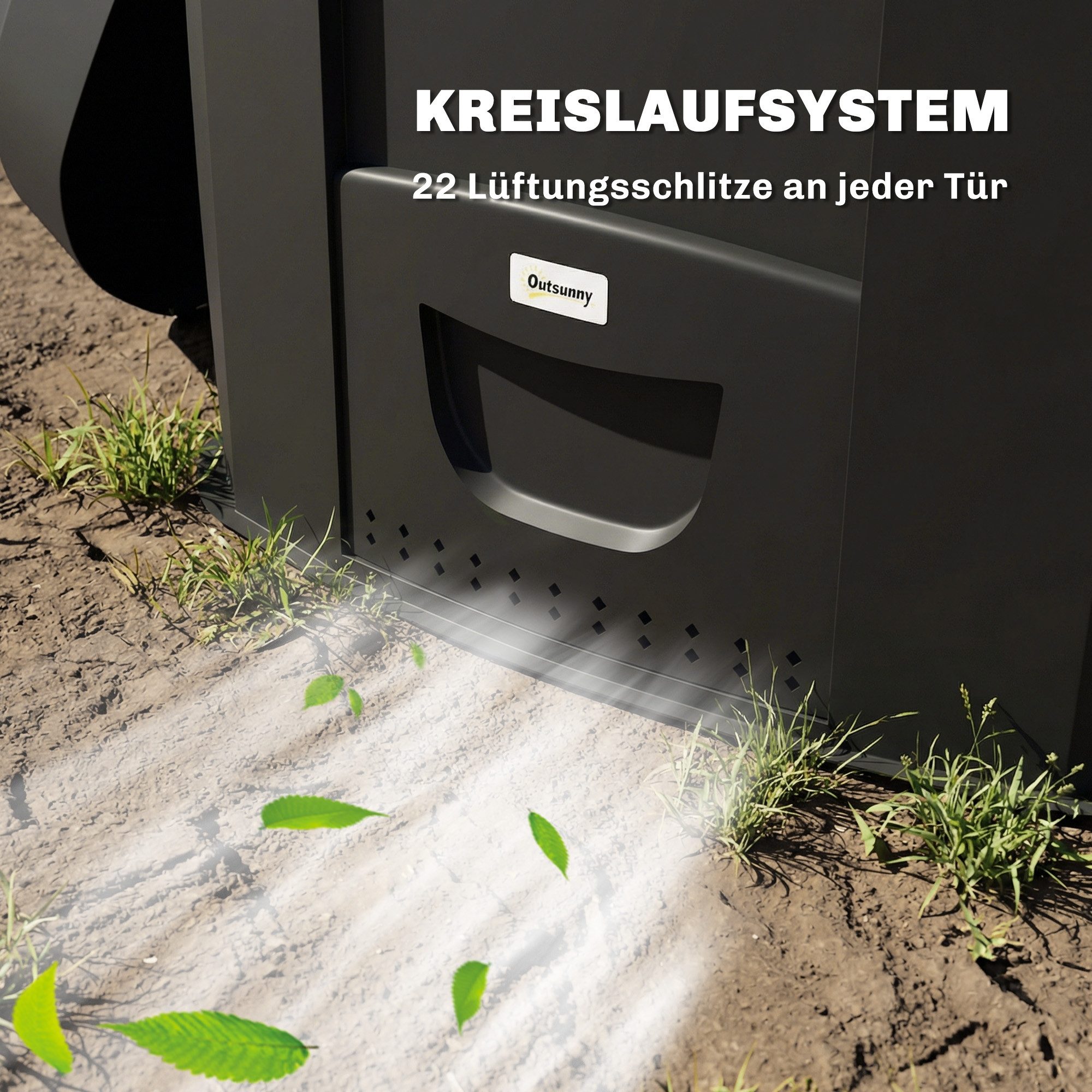 MC Star Komposter 240L Gartenkomposter, Dreieckiger Kompostbehälter mit 3 Türen, Schwarz, (mit 3 Türen, Schwarz)