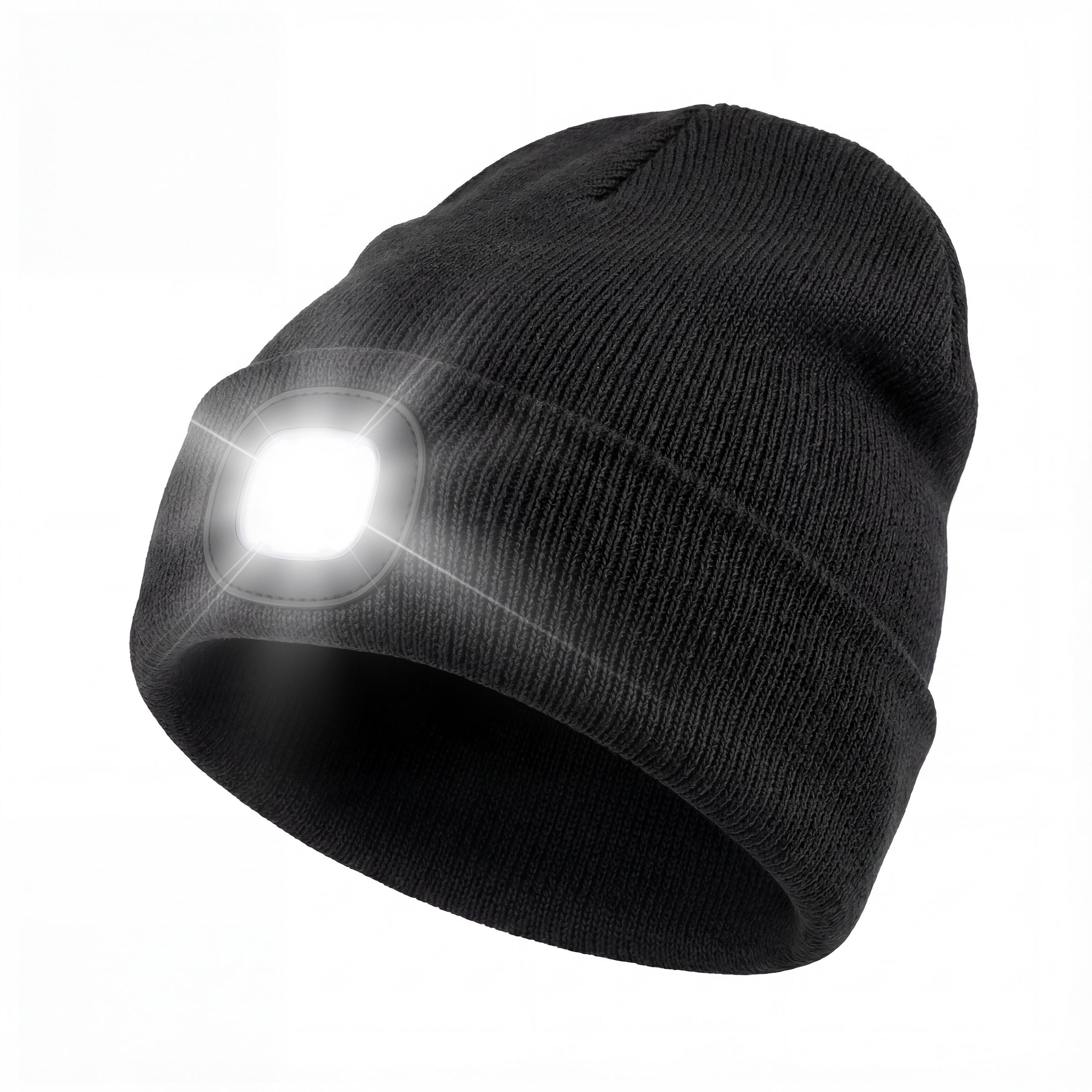 BEARWARE Strickmütze mit Stirnlampe, Beanie warm gefüttert für Joggen Camping Outdoor Sport (1-St) Integrierte LED-Leuchte, 3 Helligkeitsstufen, USB-Ladefunktion