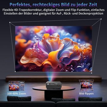 ZCGIOBN 5G WiFi Bluetooth 5.0 Portabler Projektor (13000 lm, 16000:1, 3840 x 2160 px, LED Heimkino Full HD 1080P Video Keystone-Korrektur Zoom)