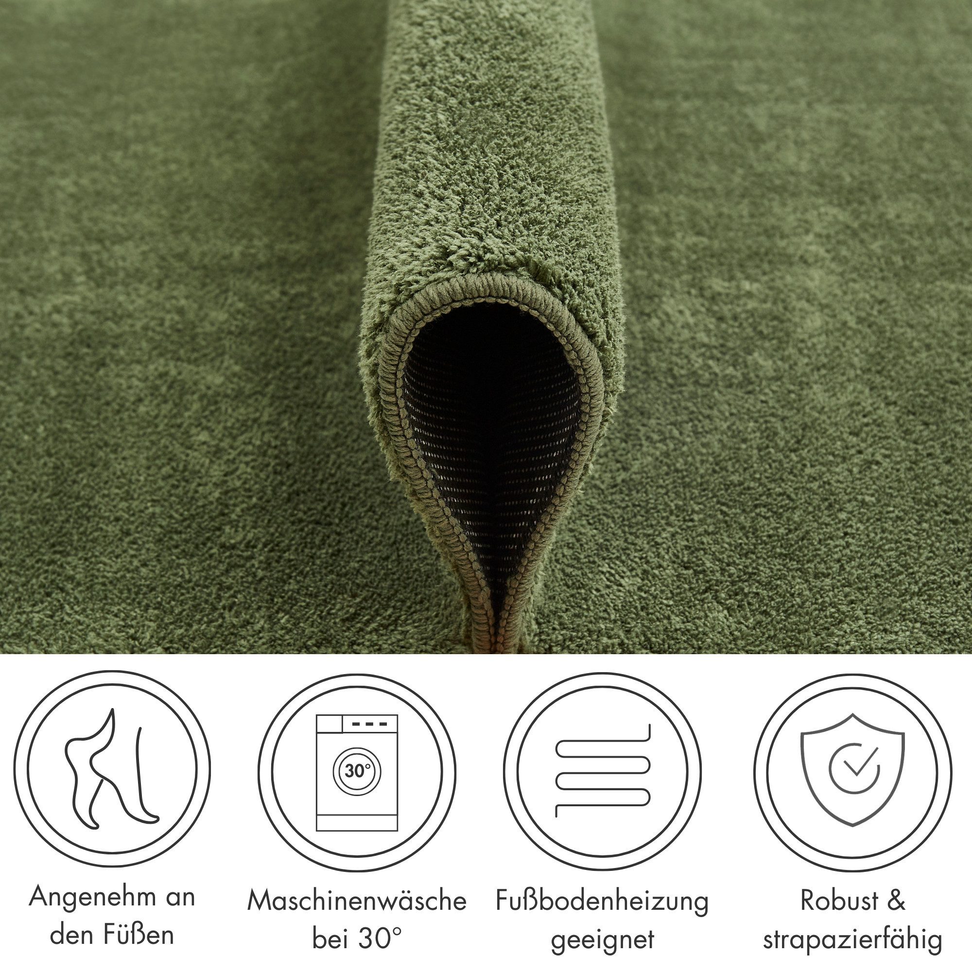 Andiamo Teppich Arezzo, rechteckig, Höhe: 16 mm, Uni Farben, weicher Flor, waschbar, ideal im Wohnzimmer & Schlafzimmer