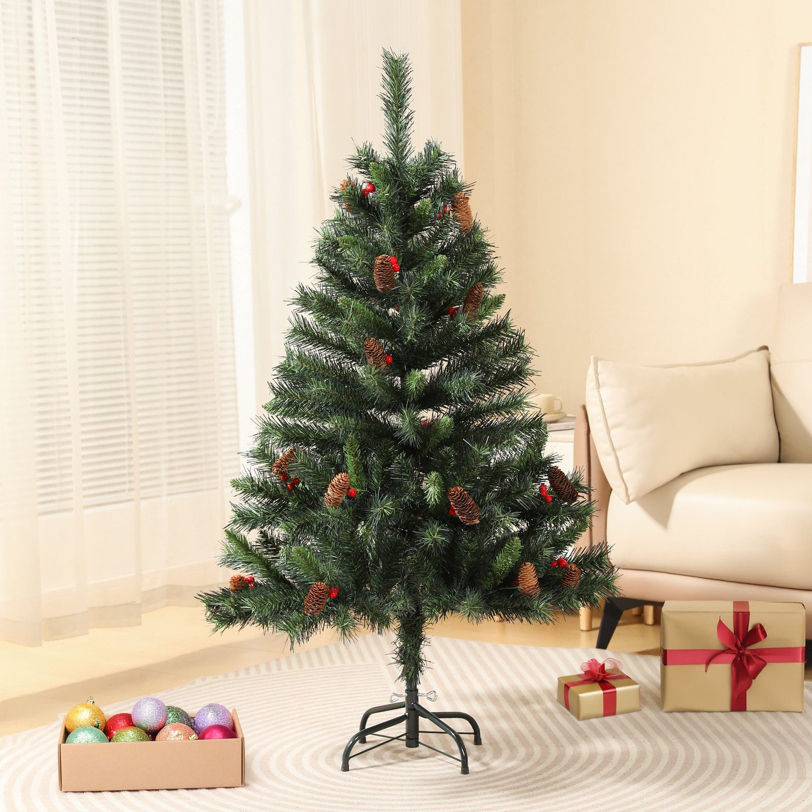 SVITA Künstlicher Weihnachtsbaum Weihnachtsbaum, Nordmanntanne, 371 biegsame Spitzen, Tannenbaum, Kunstbaum, Christmas, PVC, 150 cm – Bild 3 von 5