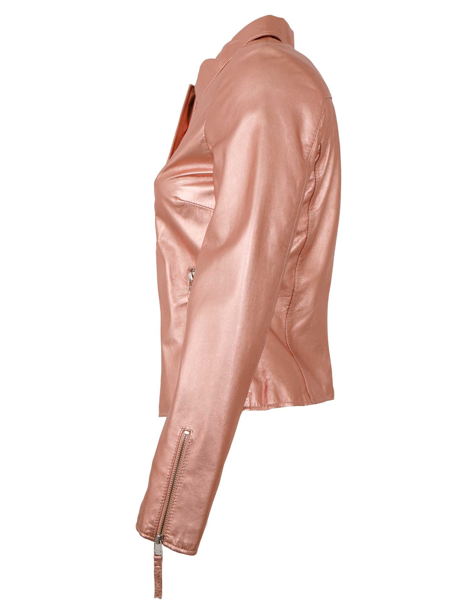 Freaky Nation Lederjacke Aili-FN Freaky Nation - Damen Lederjacke Lammnappa altrosa metallic