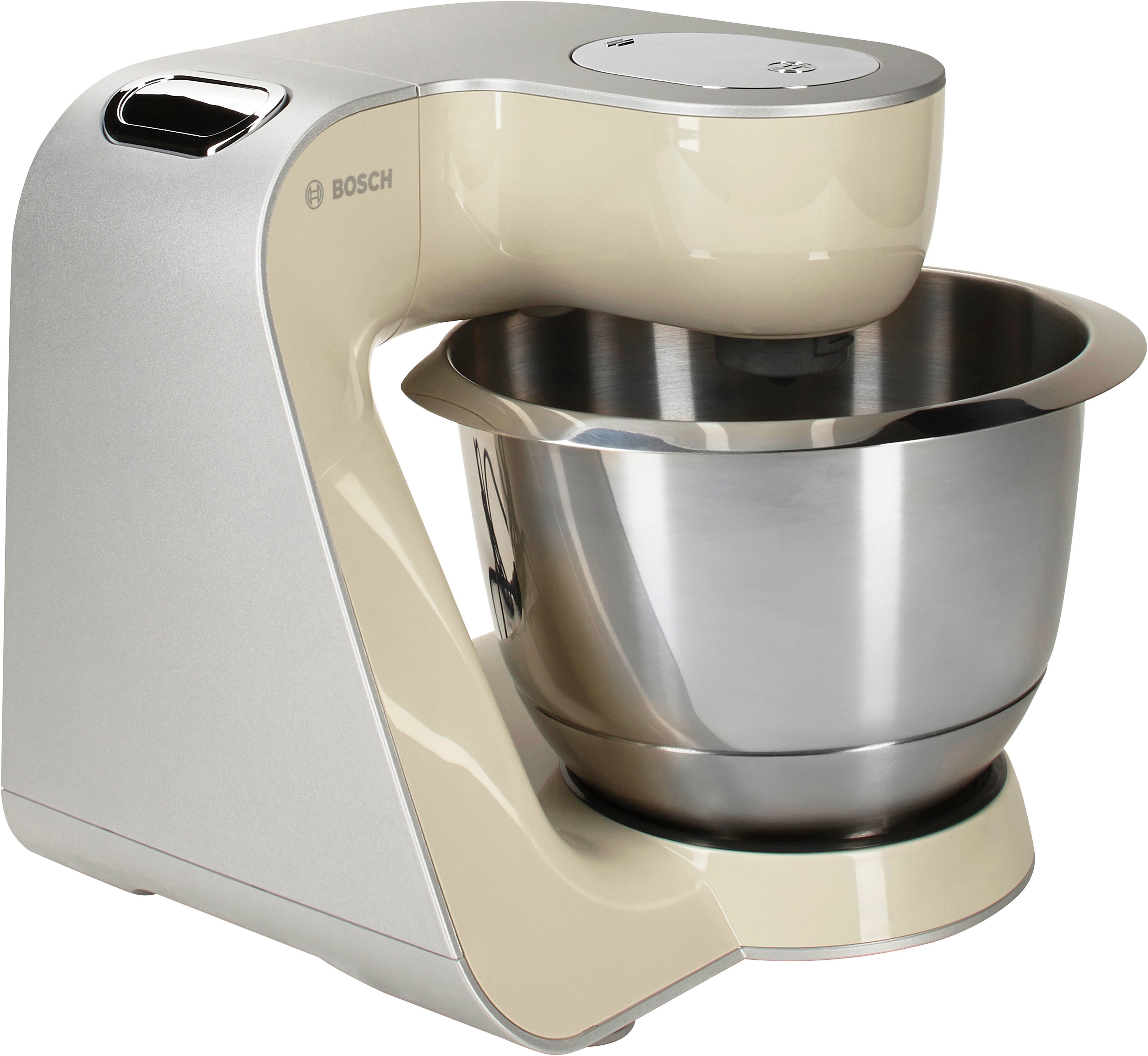 BOSCH Küchenmaschine Serie 4 MUM58L20, Durchlaufschnitzler, Mixer, grau, 1000 W, 3 Scheiben, Schüssel, Knethaken/Rühr-/Silikonbesen, spülmaschinenfest – Bild 2 von 5