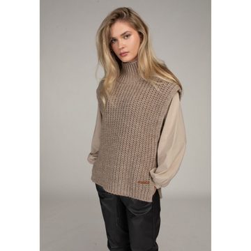 Moscow Design Strickpullover Fronty Grobstrickpullunder mit Stehkragen in Taupe