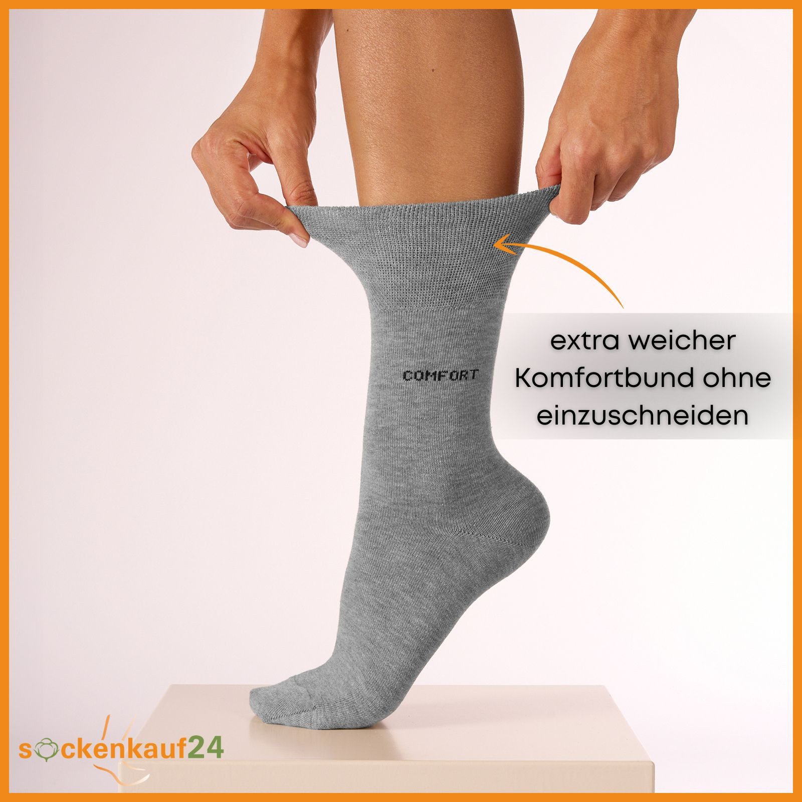sockenkauf24 Gesundheitssocken Comfort Socken ohne Gummibund & ohne Naht mit Komfortbund (10-Paar) Diabetiker Socken ohne Gummi aus Baumwolle für Damen und Herren