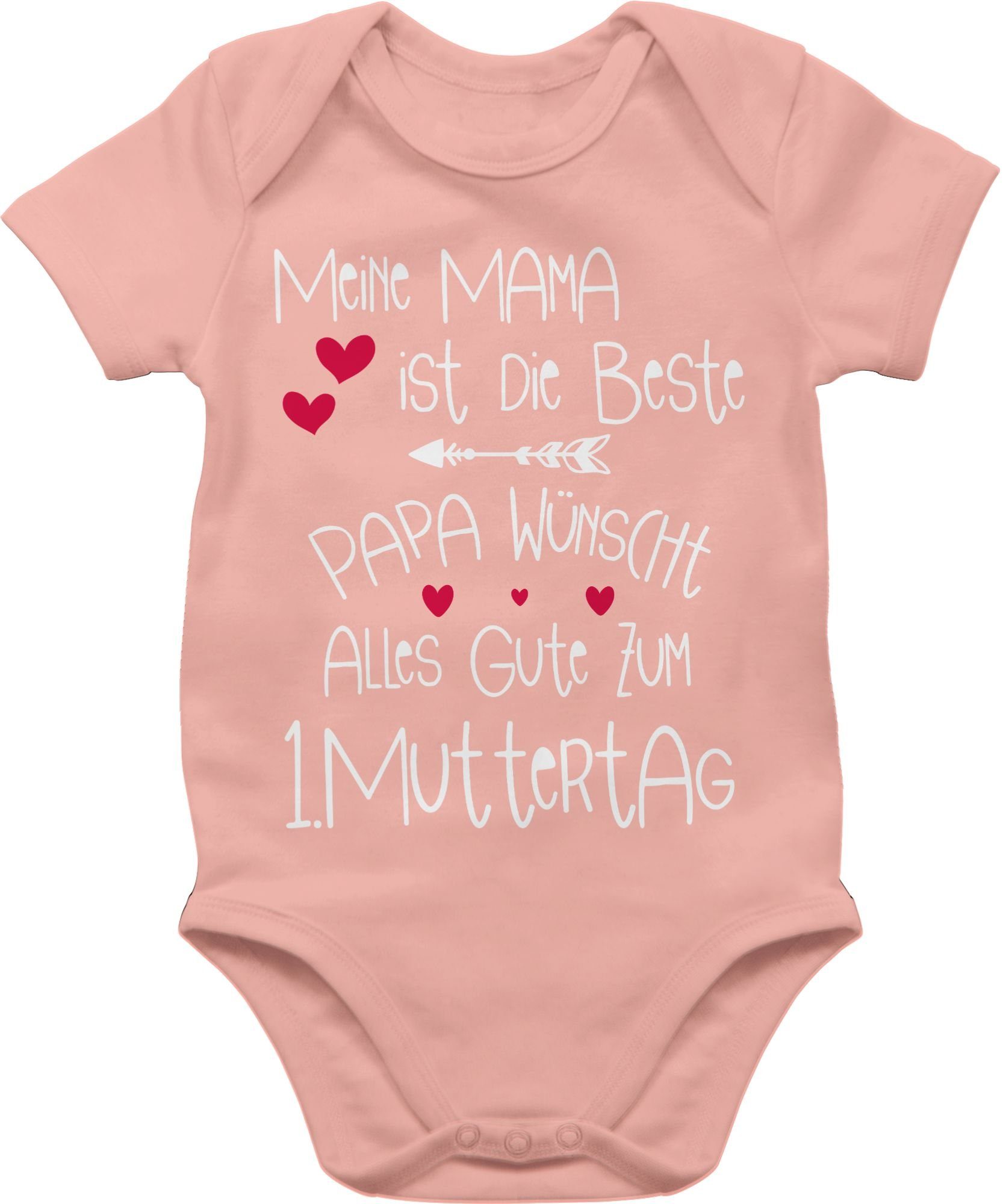 Shirtracer Shirtbody 1. Muttertag - 1 Muttertagsgeschenk Meine Babyrosa Beste (1-tlg) die ist Mama