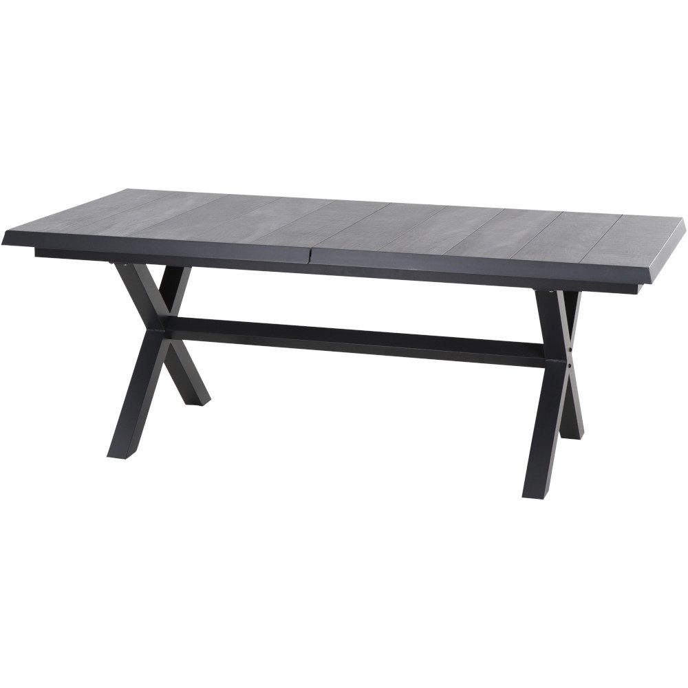 GAUTZSCH Gartentisch in matt anthrazit, wood grey - 204x77x103 (BxHxT)