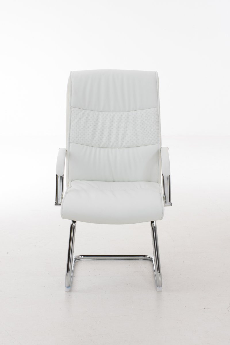 TPFLiving Besucherstuhl Kara Sitzfläche (Küchenstuhl gepolsterter Gestell: hochwertig Metall - - - chrom Kunstleder weiß Wohnzimmerstuhl), Konferenzstuhl mit Sitzfläche: Esszimmerstuhl 
